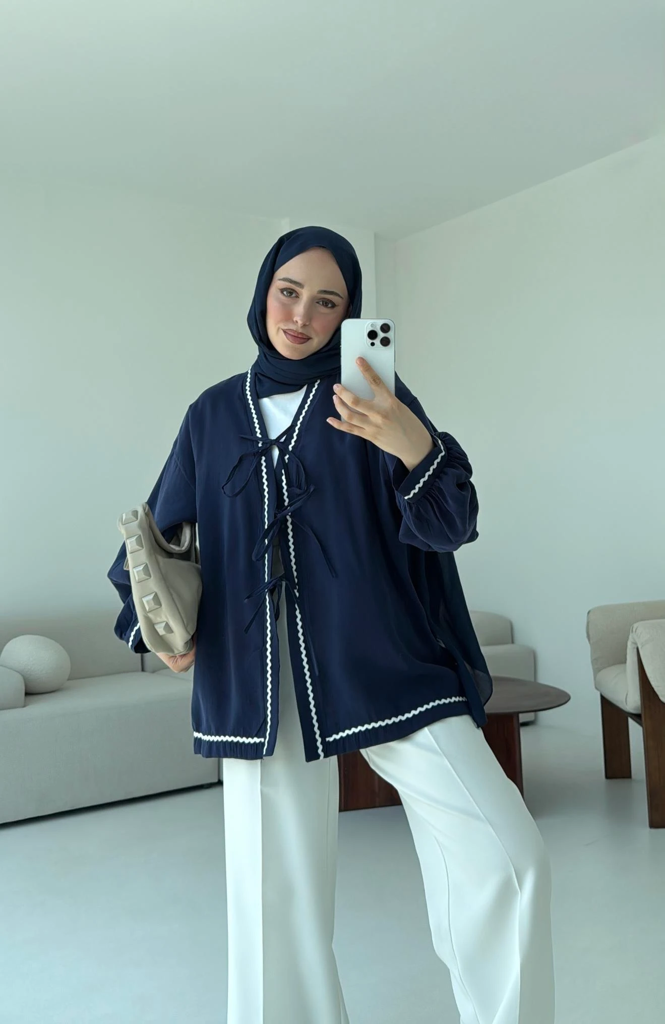 Bağlamalı Dantel Detay Kimono Lacivert