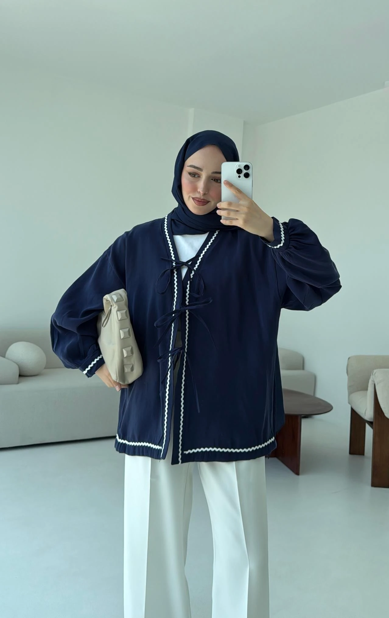 Bağlamalı Dantel Detay Kimono Lacivert