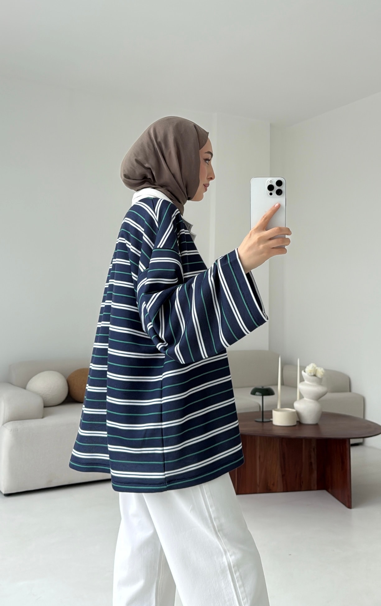 Fleece Polo Yaka Sweatshirt Yeşil