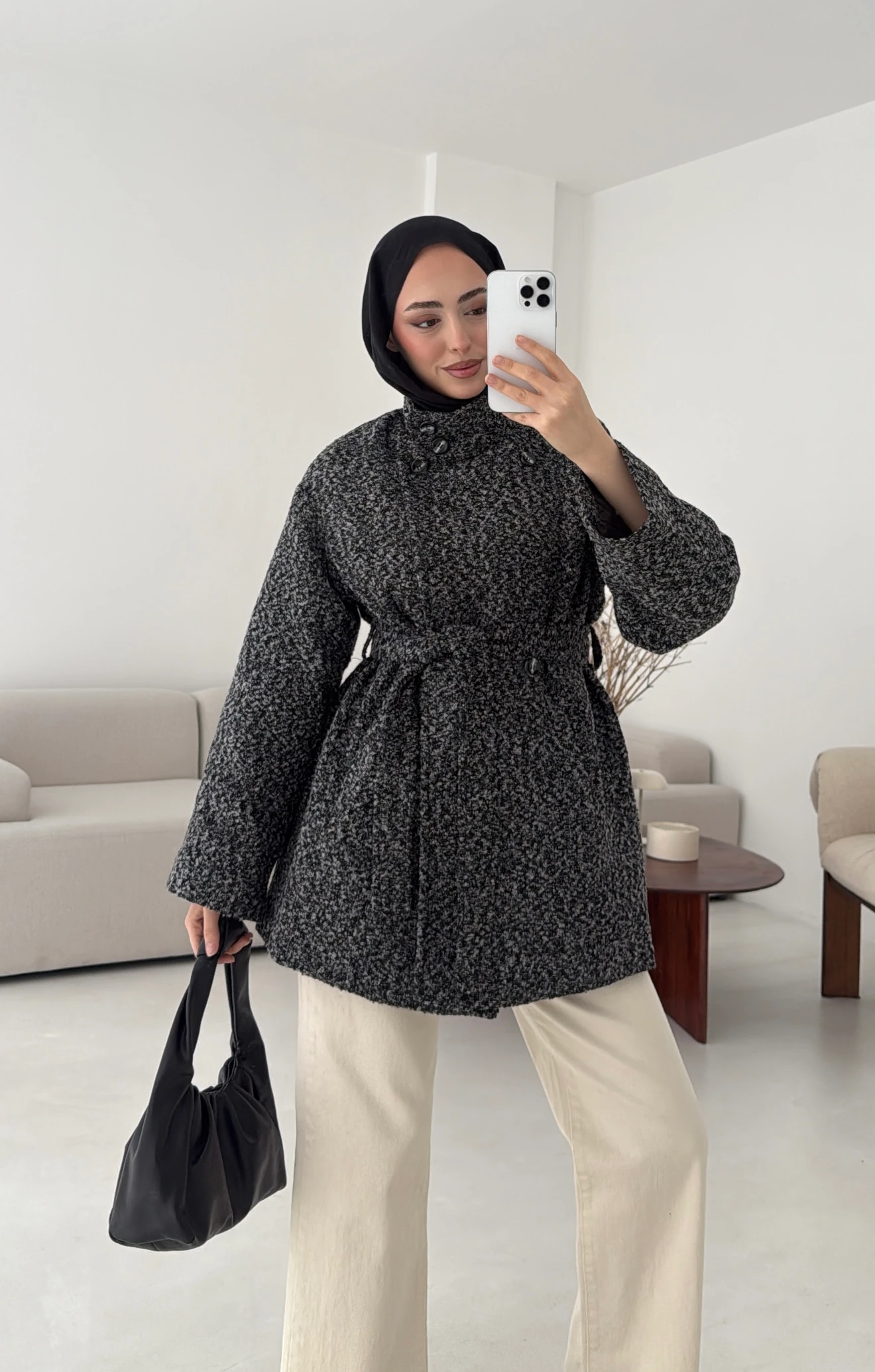 Siyah Gri Geçişli Kaban 