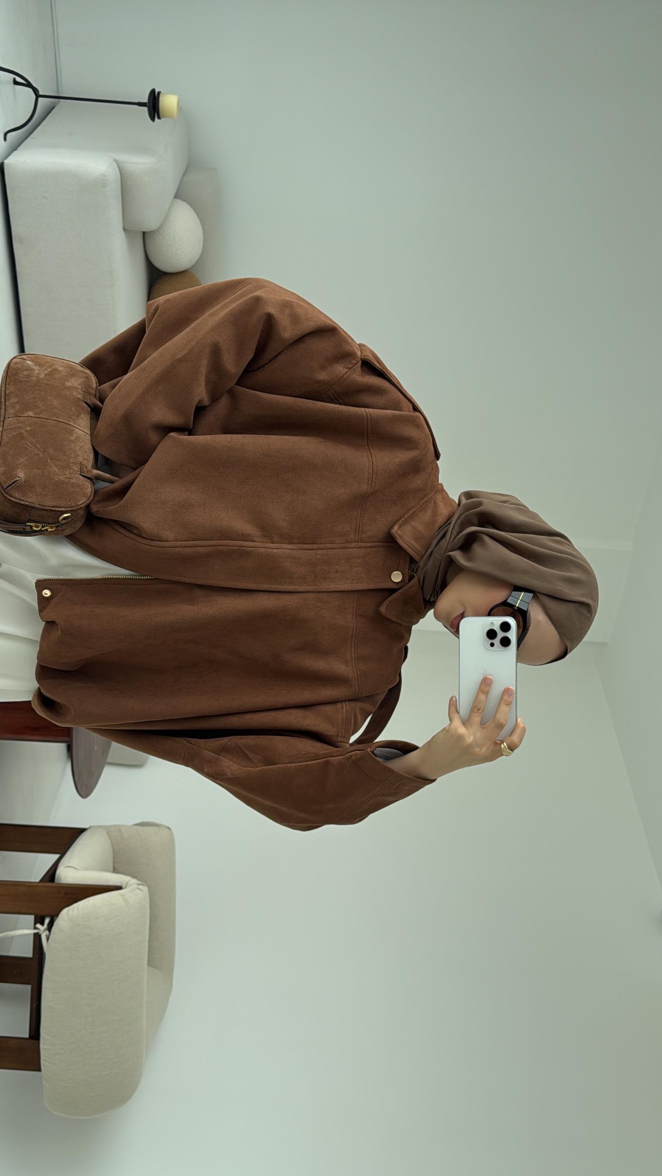 Süet Bomber Ceket Taba