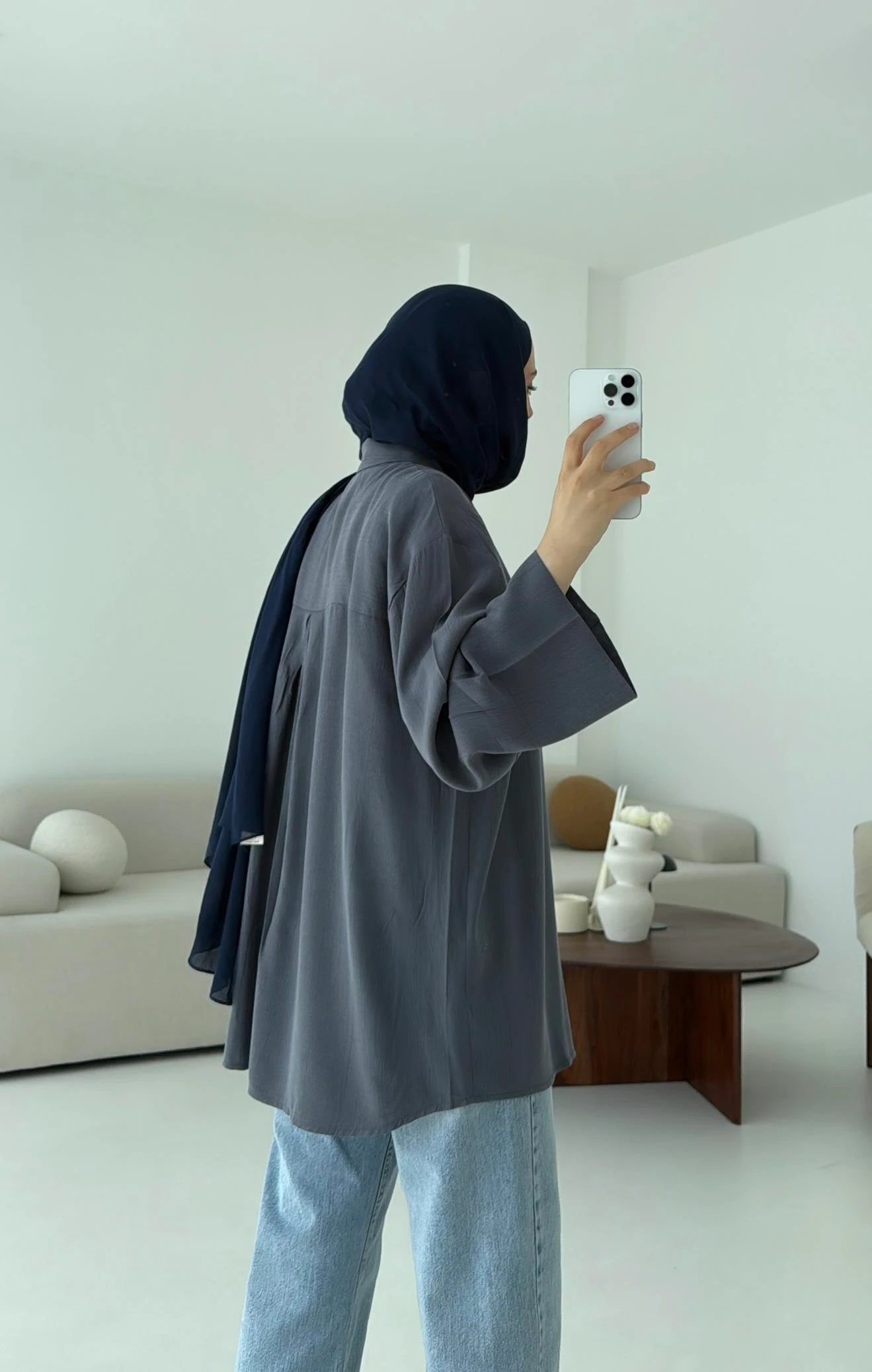 Tencel Yıkamalı Gömlek Antrasit