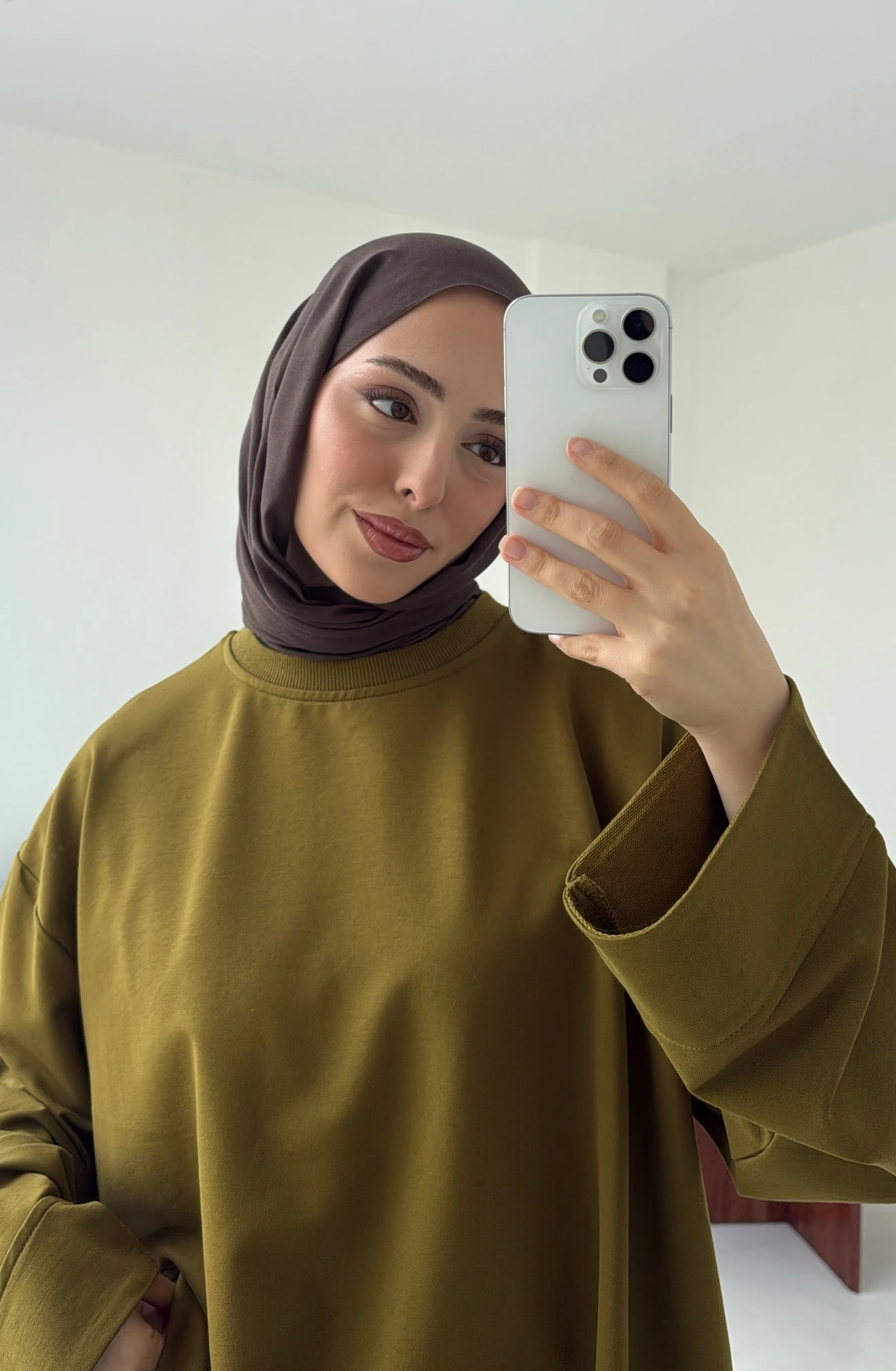 Dikiş Detay Basic Sweat Olive