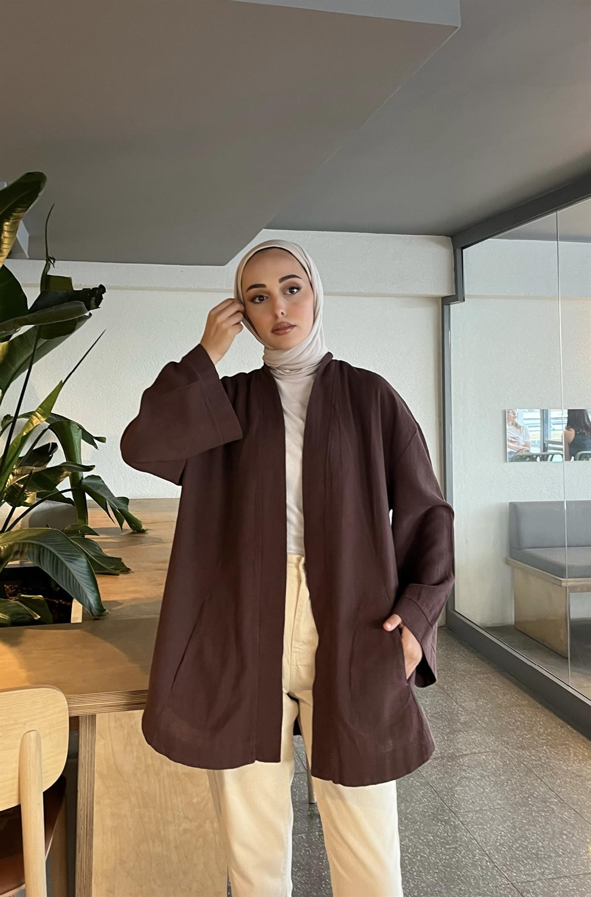 Kahve Kimono/Ceket
