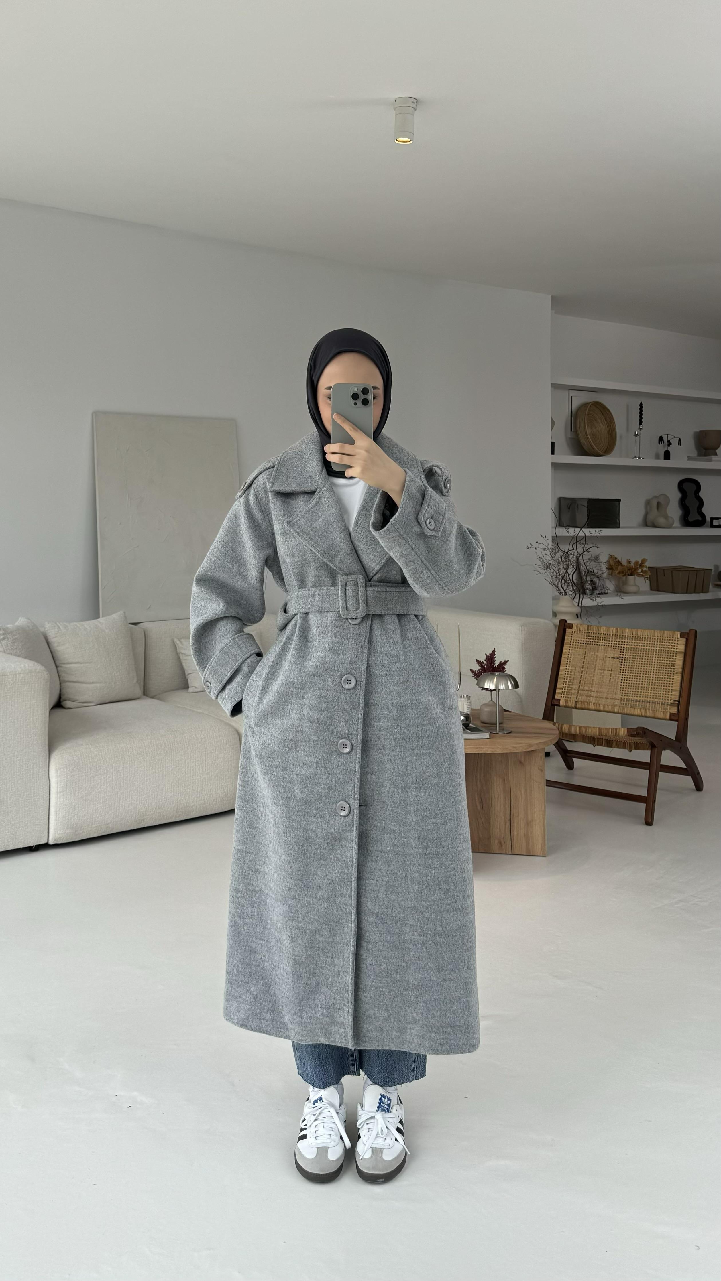Gri Kemerli Premium Kaban