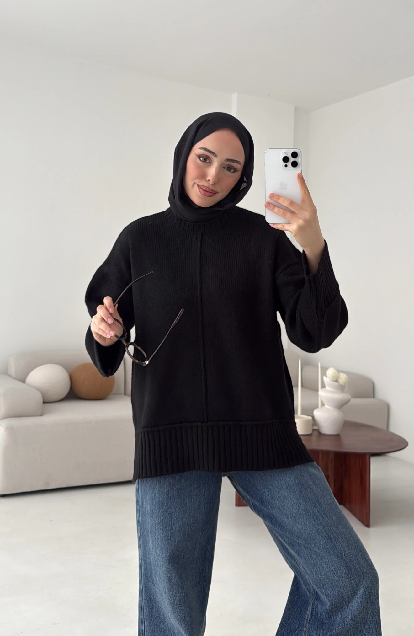 Kalın Manşet Kazak Siyah