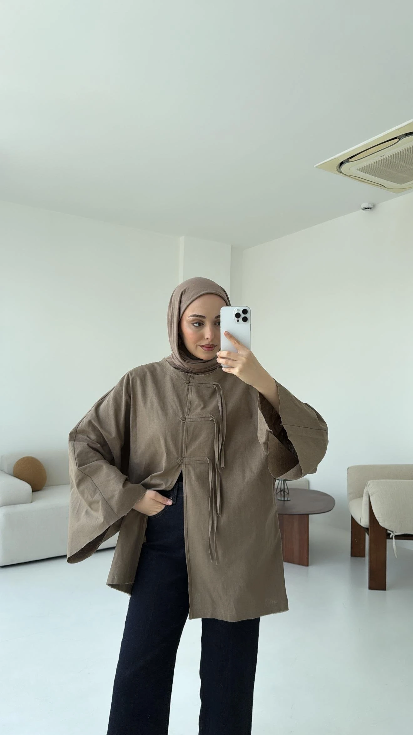 Geniş Kol Kimono Vizon