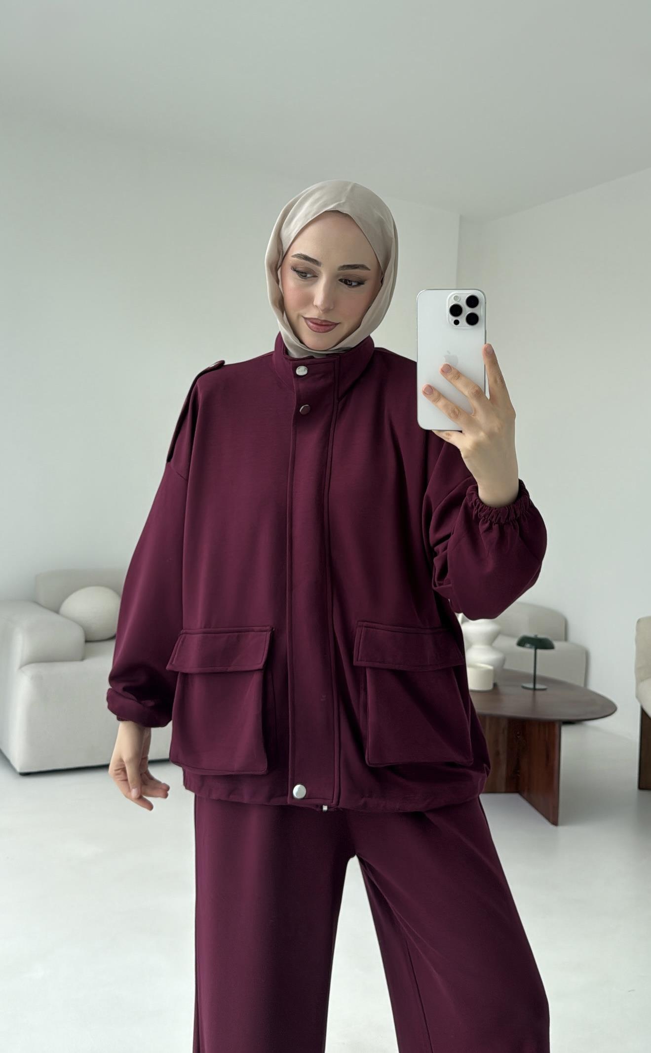 Omuz Apoletli Takım Bordo