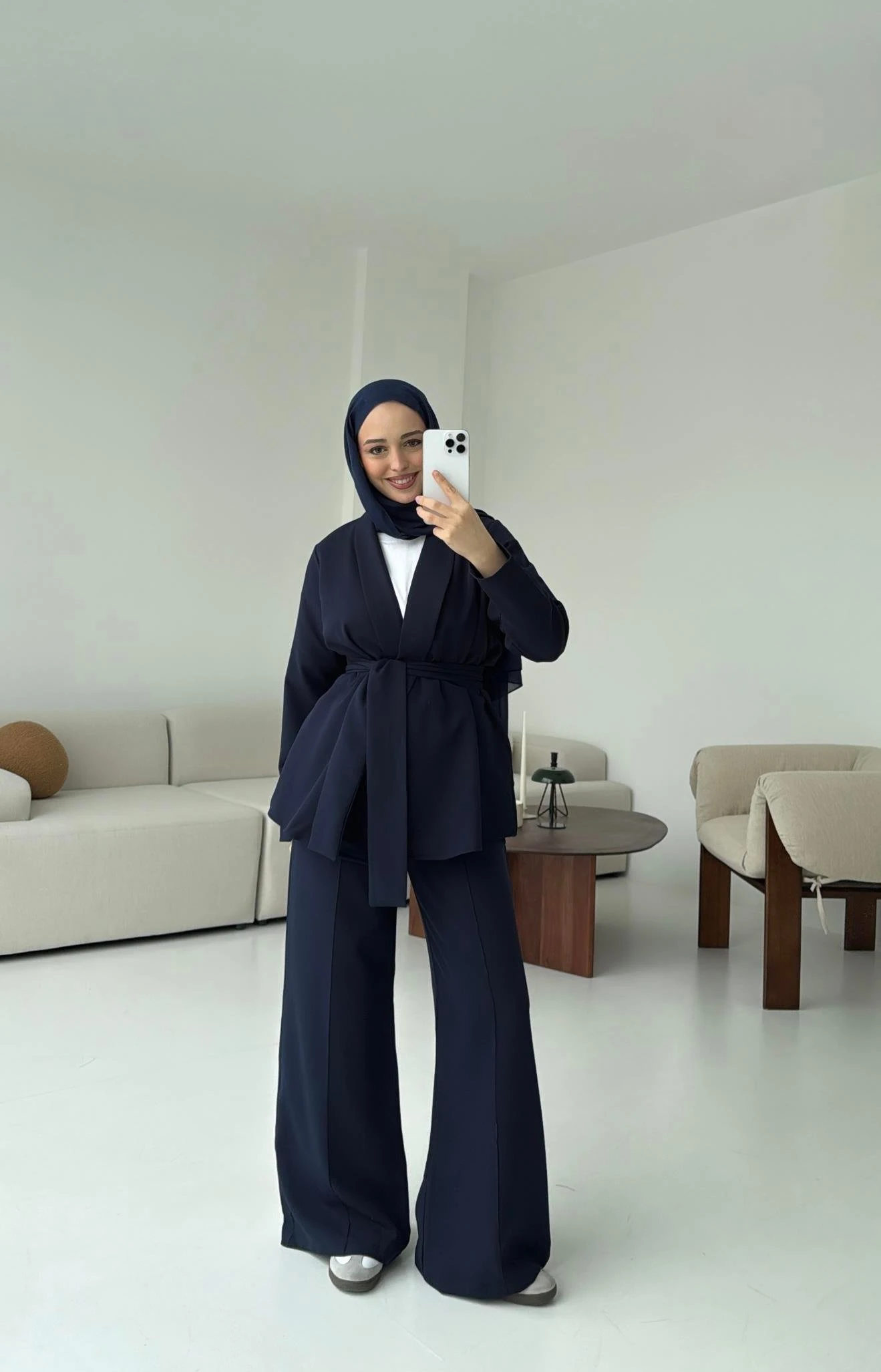 Krep Ceket Bağlamalı Takım Lacivert