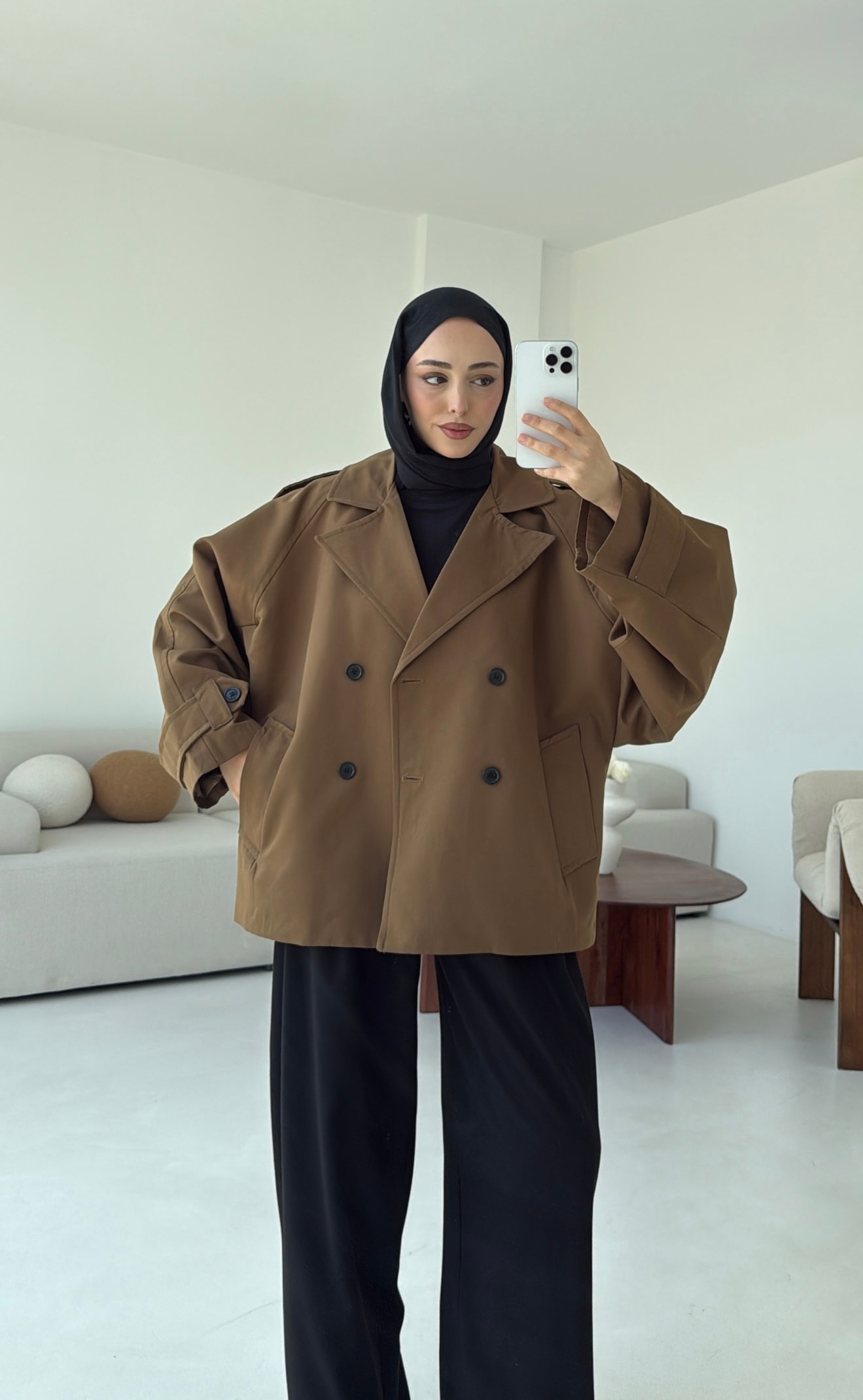 Geniş Kol Oversize Trençkot Olive