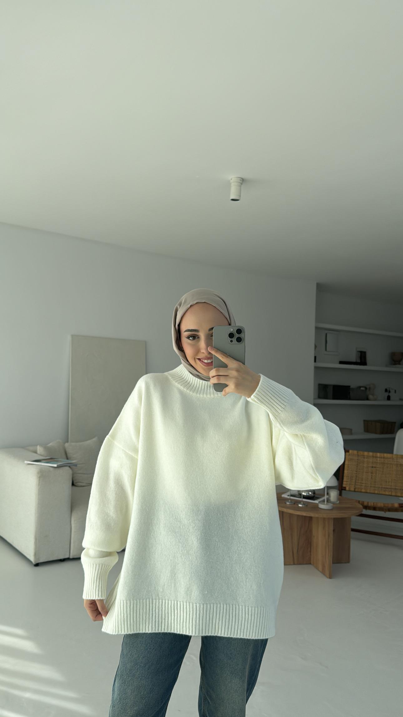 Yumuşak Triko Kazak Ekru