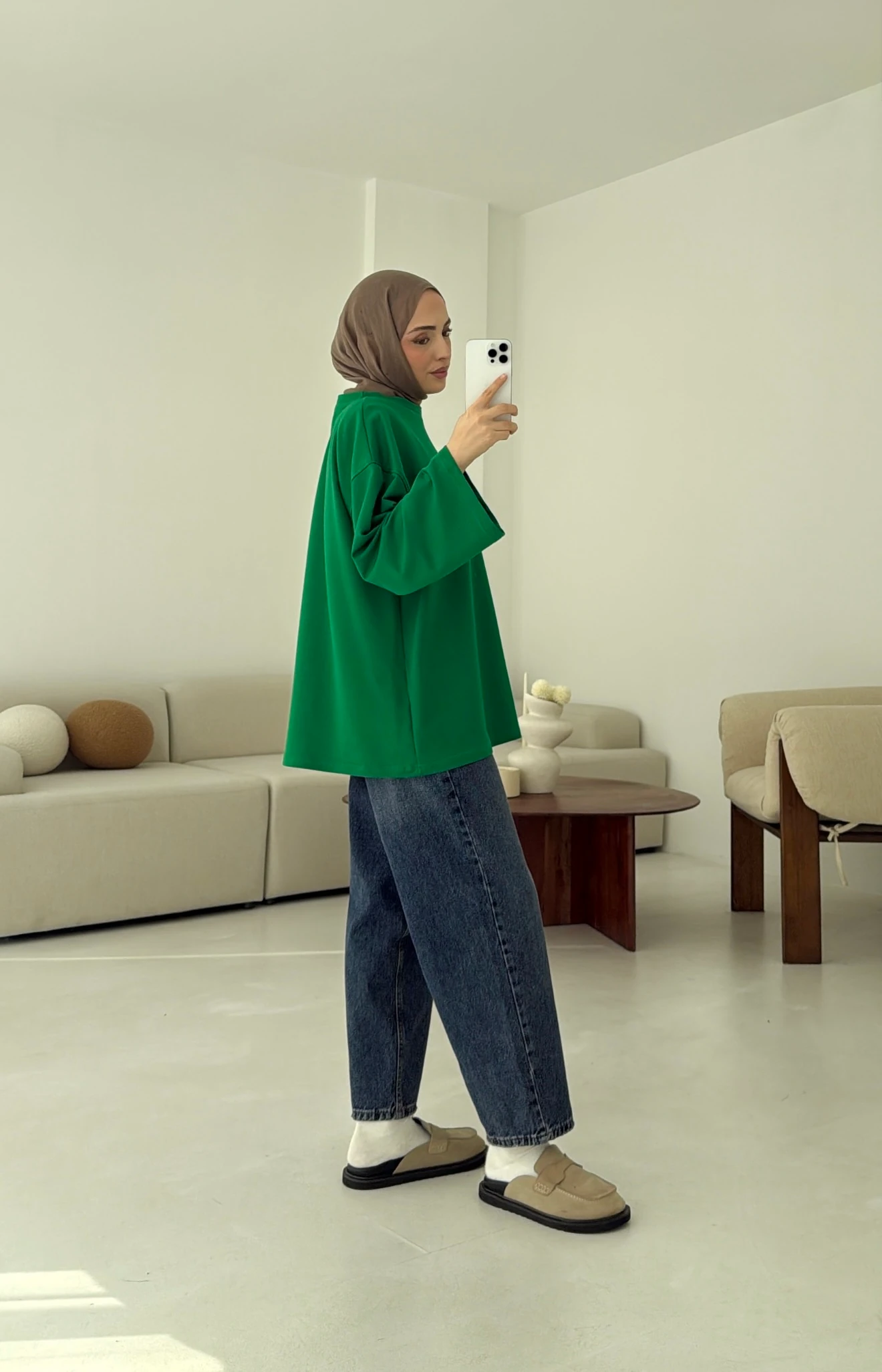 Basic İki İplik Sweat Yeşil