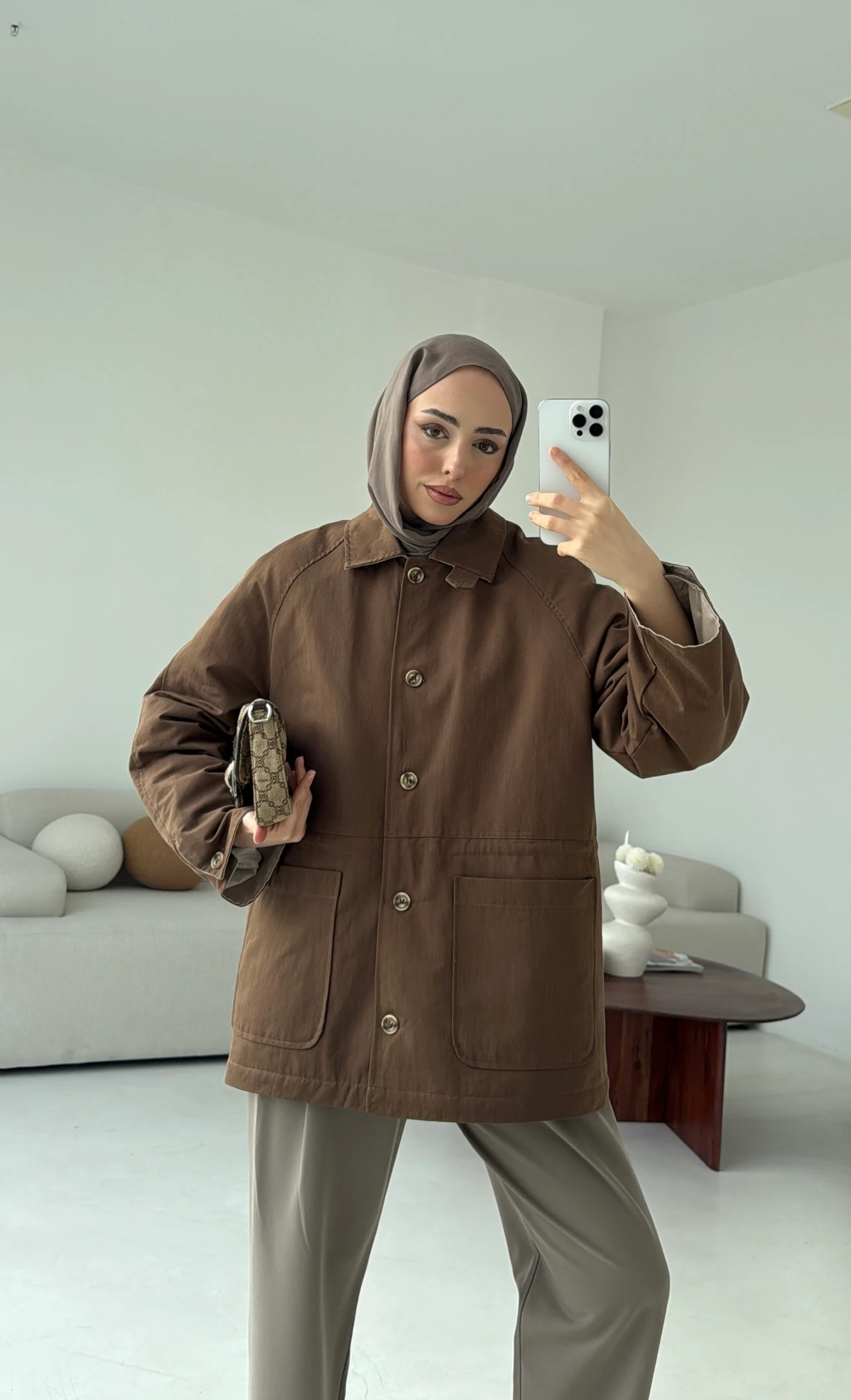 Beli Kordonlu Dolgulu Ceket Kahve