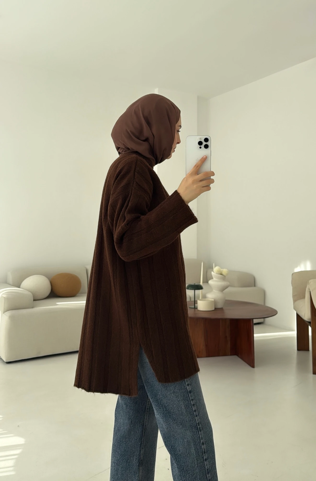 Fitilli Triko Kazak Kahve