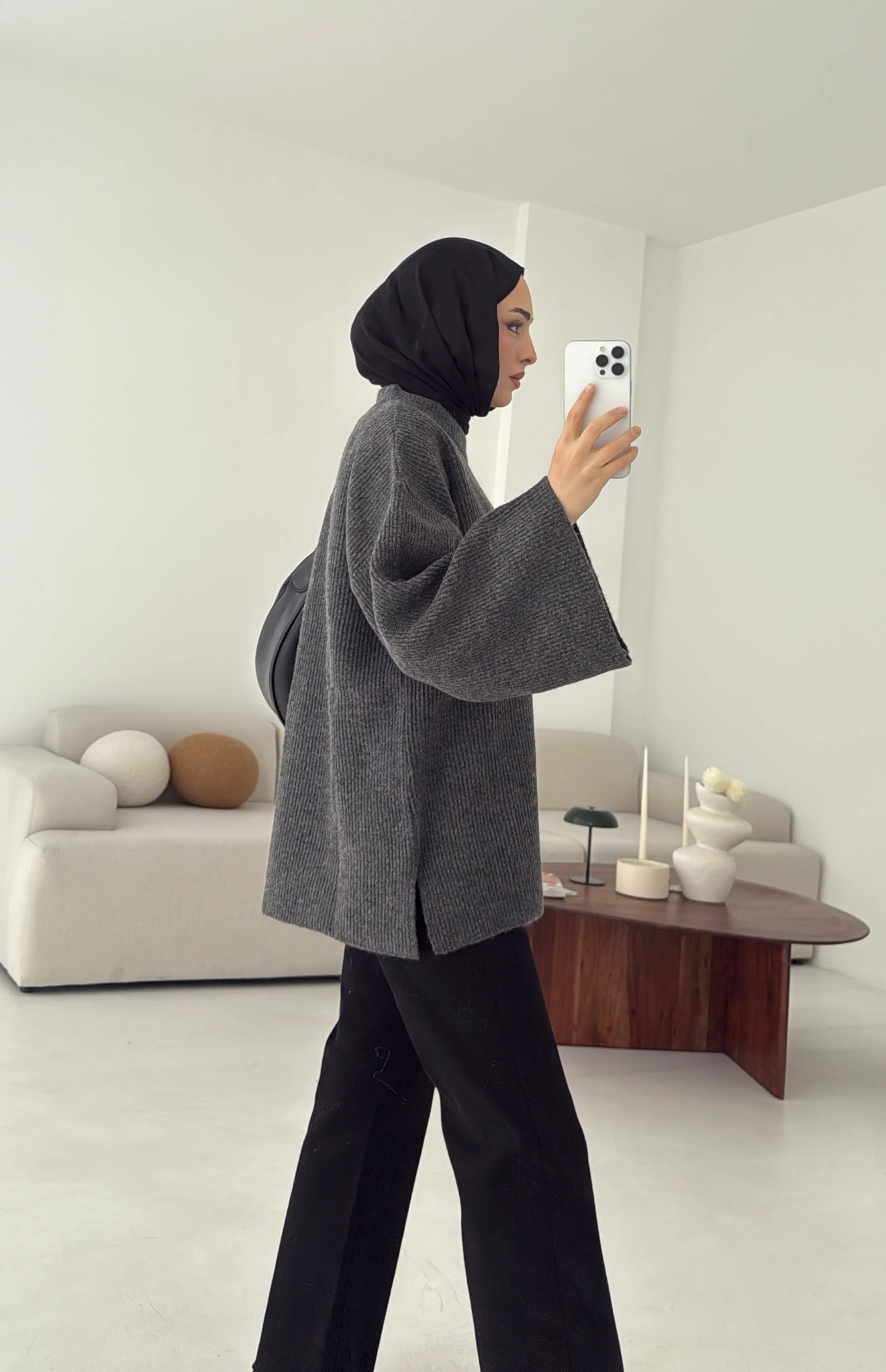 Premium Kalın Fitilli Kazak Antrasit