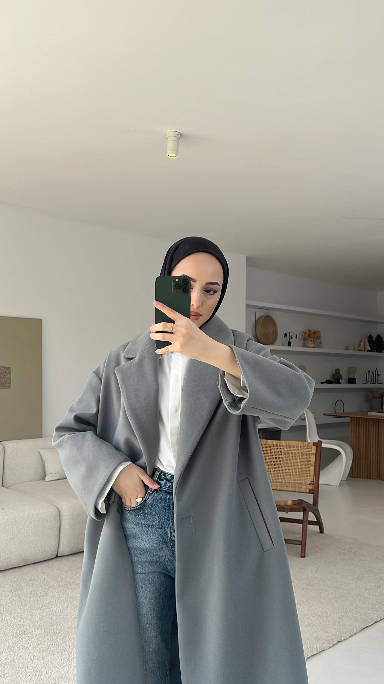 Premium Kaşe Kaban Gri