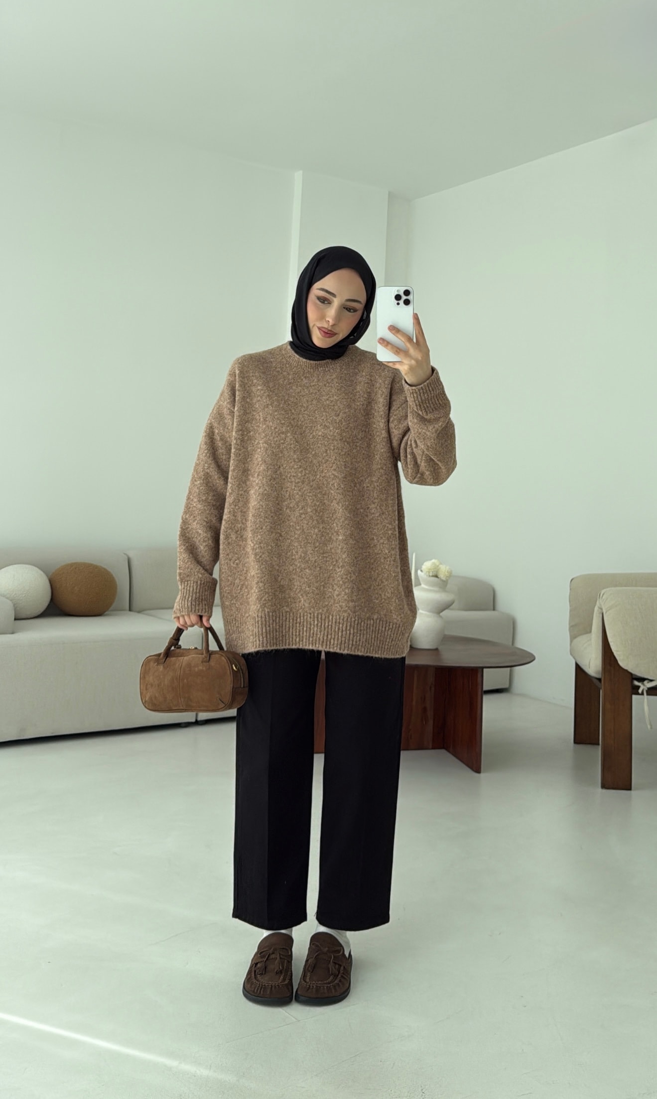 Düz Triko Kazak Camel