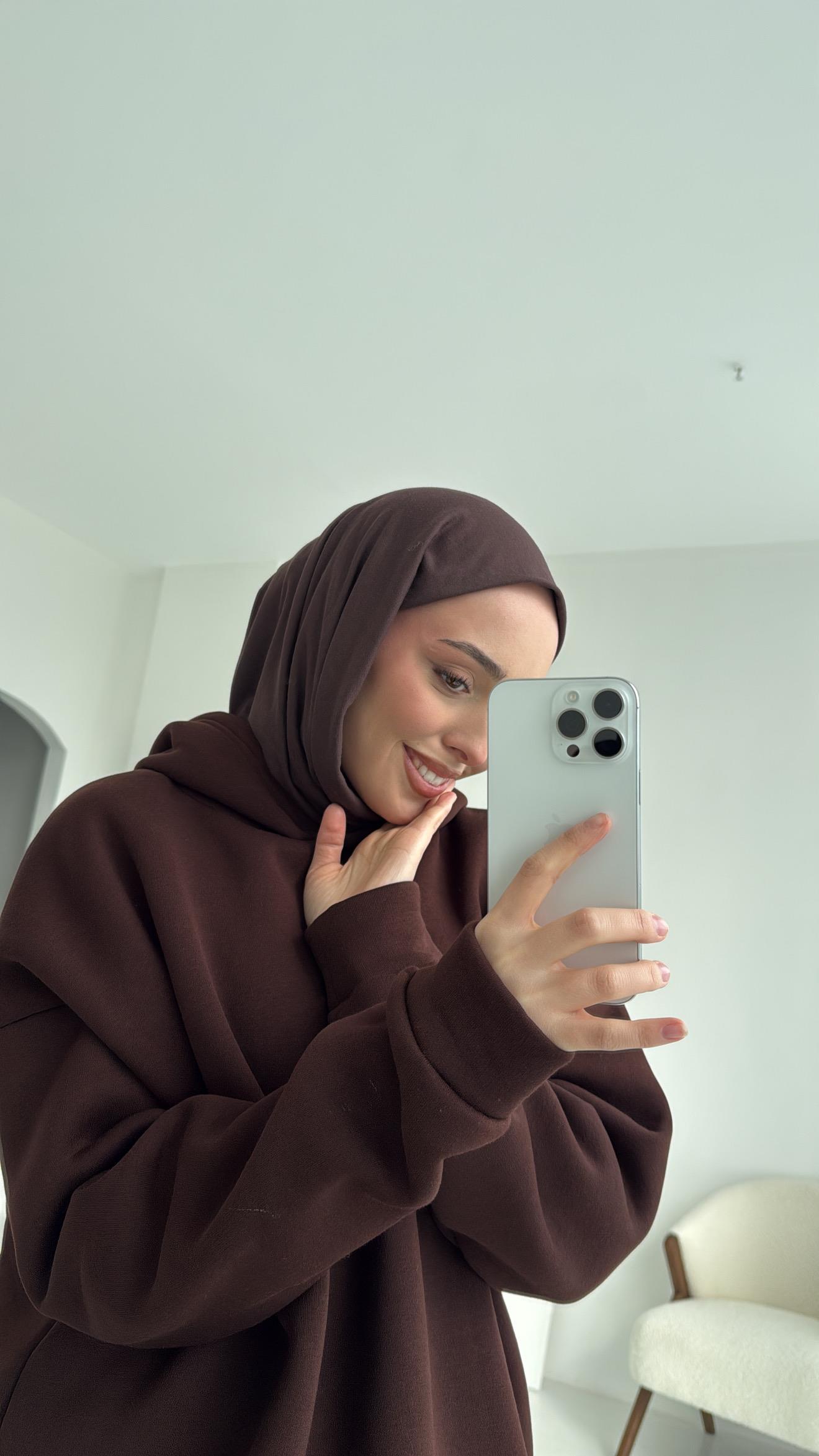 Şardonlu Oversize Kahve Sweatshirt