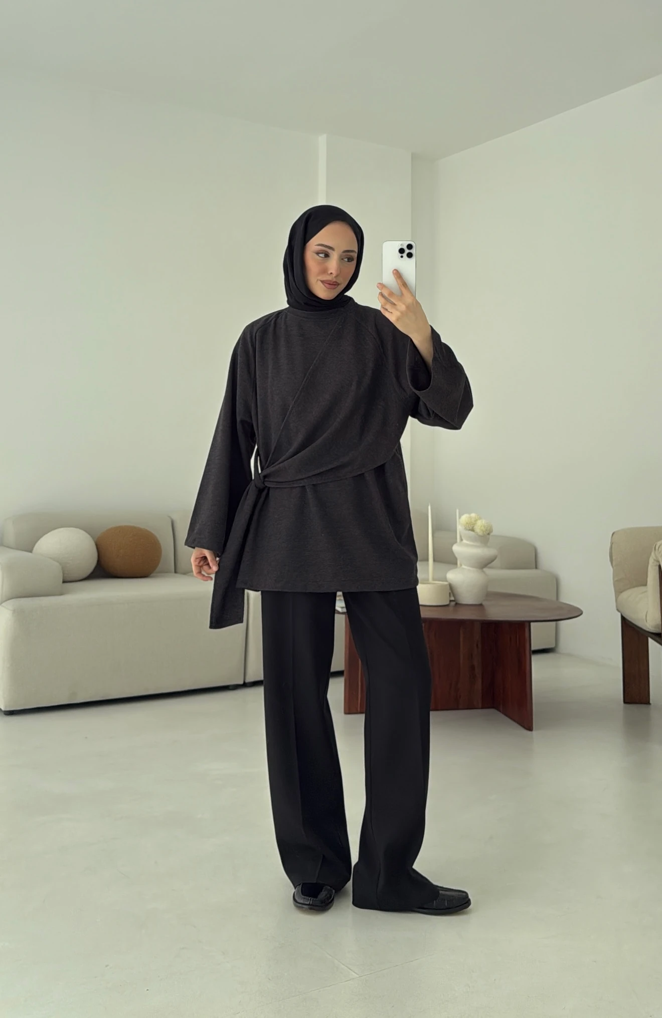 Yandan Şallı Tunik Antrasit 