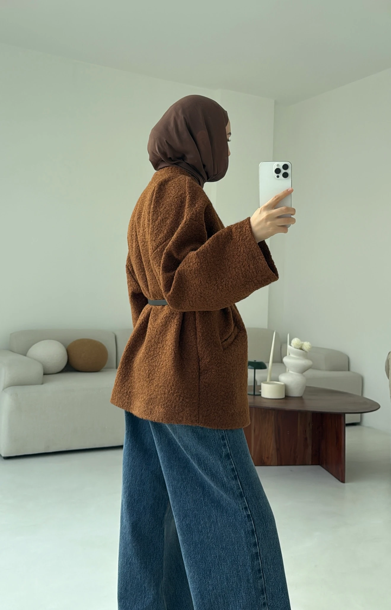 Kemerli Buklet Ceket Kiremit