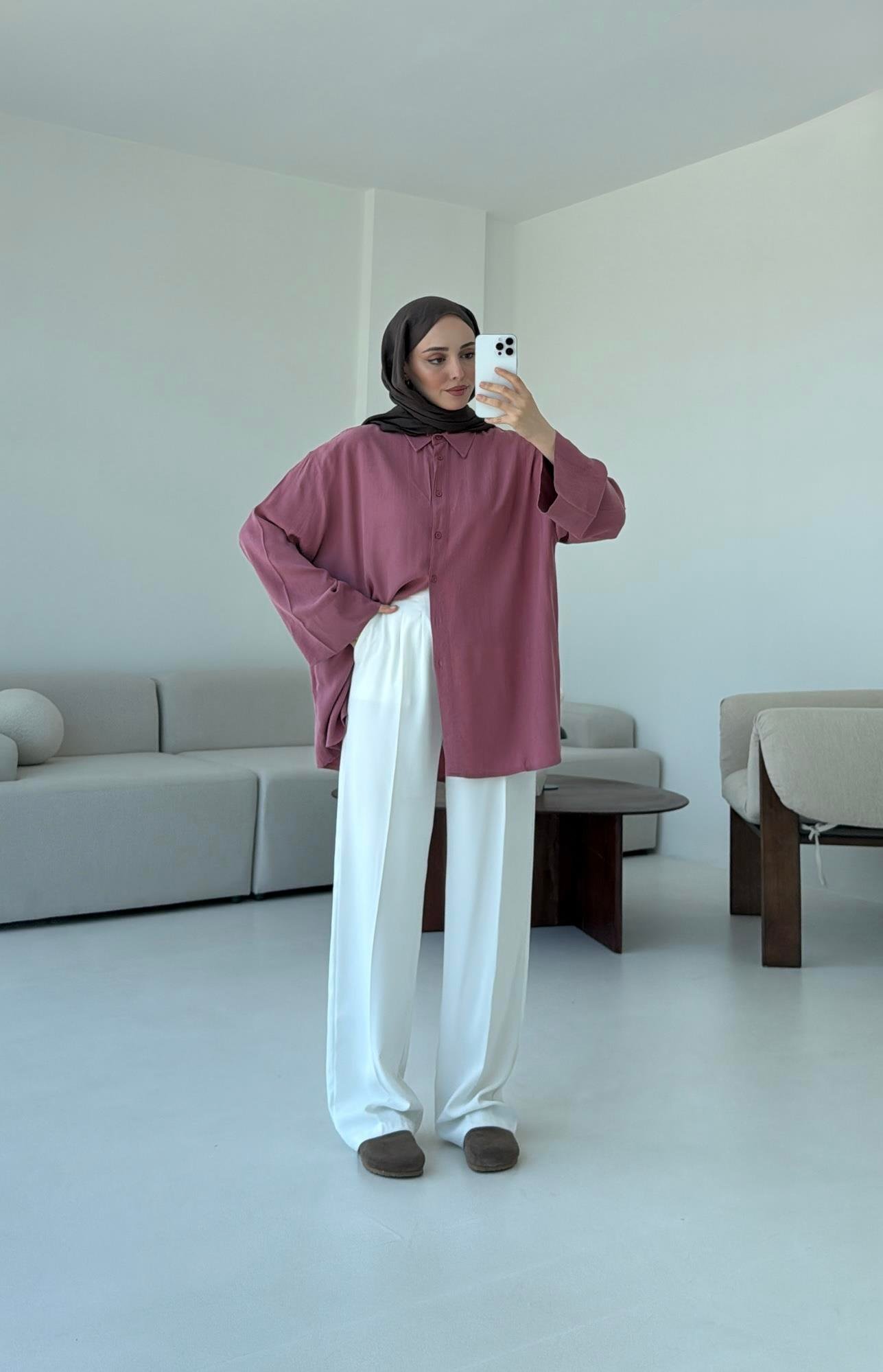 Tencel Yıkamalı Gömlek Gül Kurusu