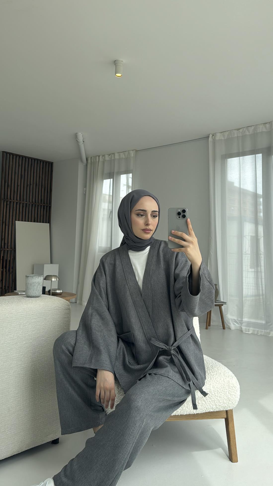 Tek Cepli Mevsimlik Takım Koyu Gri