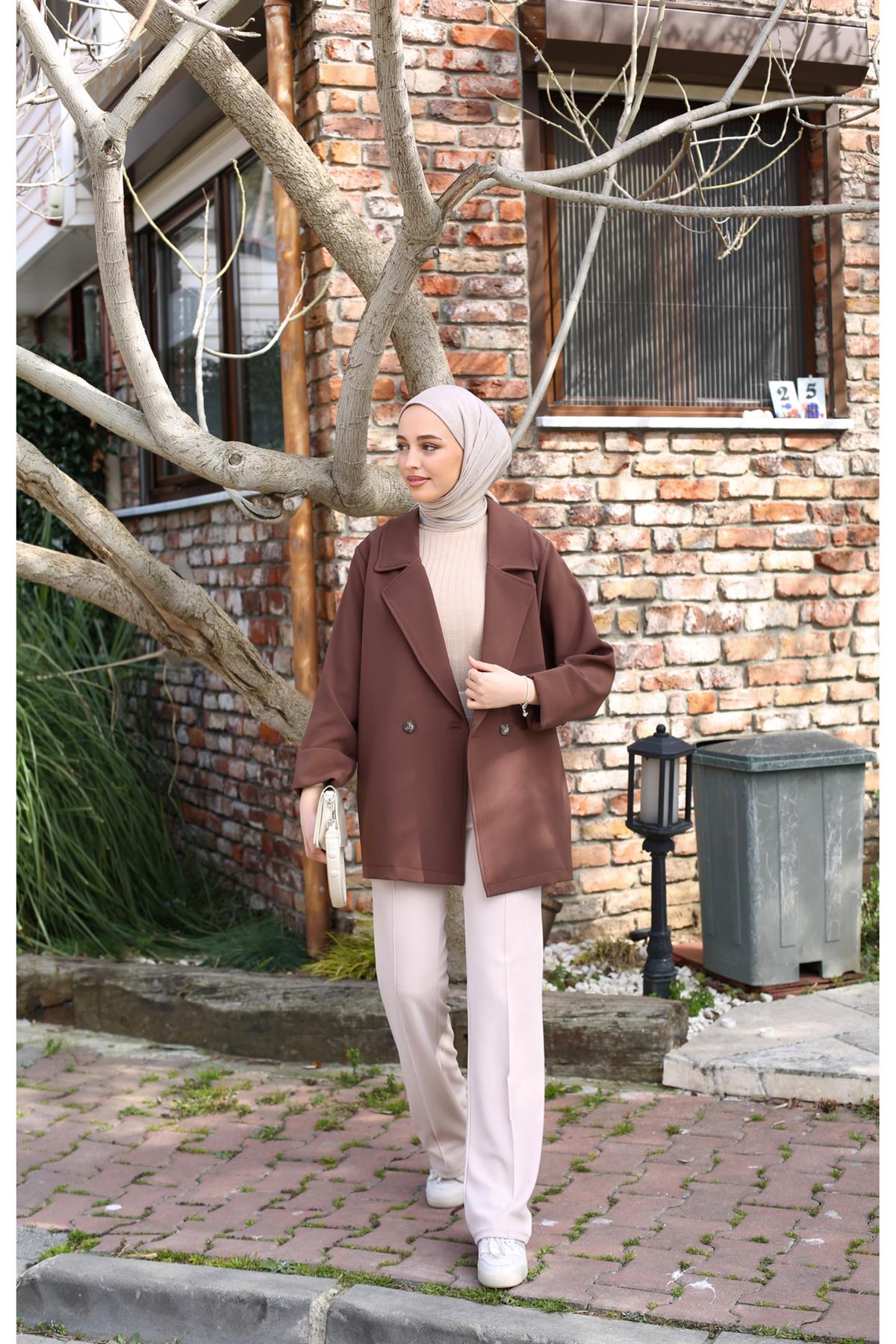 Oversize Ceket Kahve Yazlık