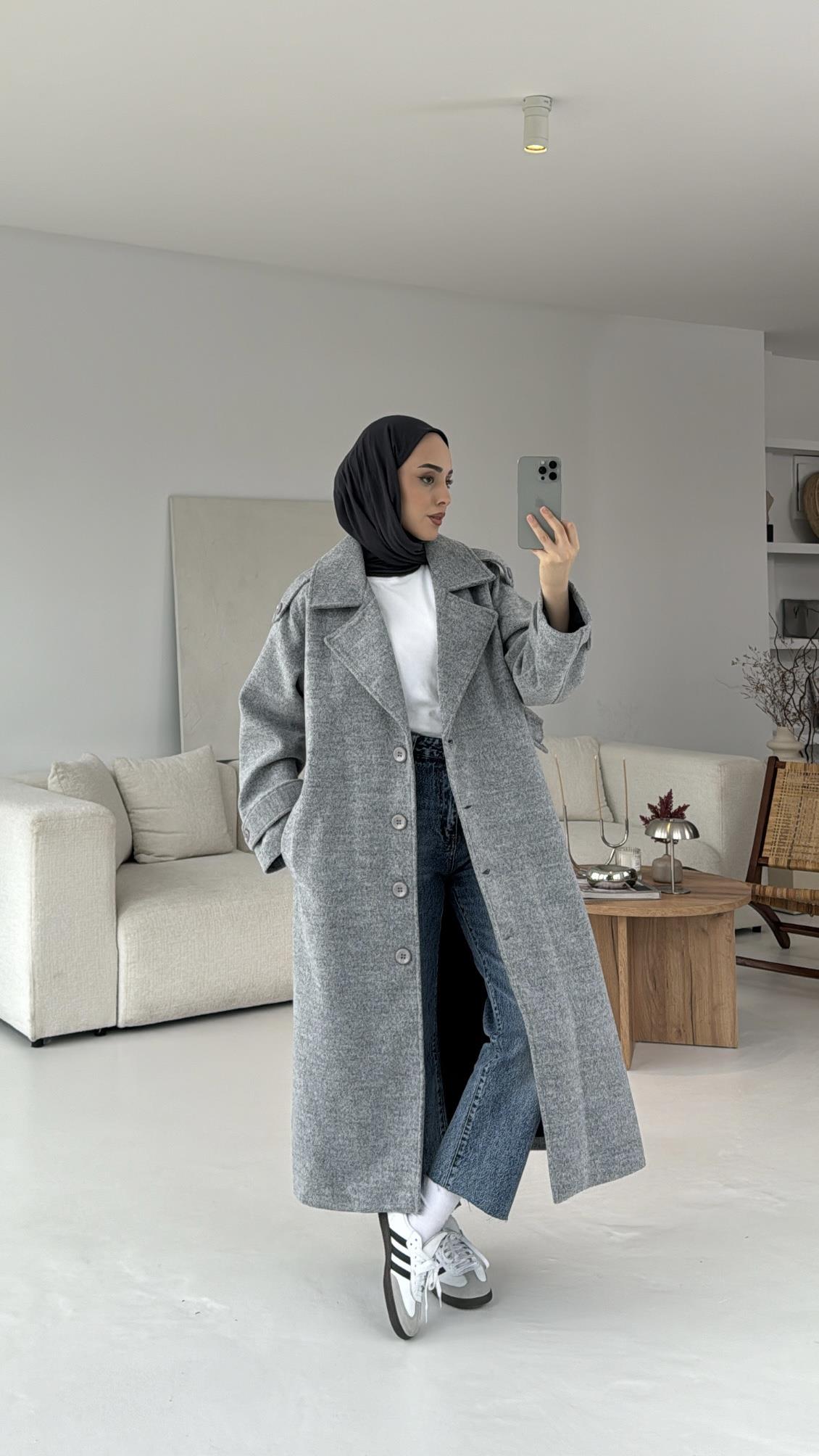 Gri Kemerli Premium Kaban
