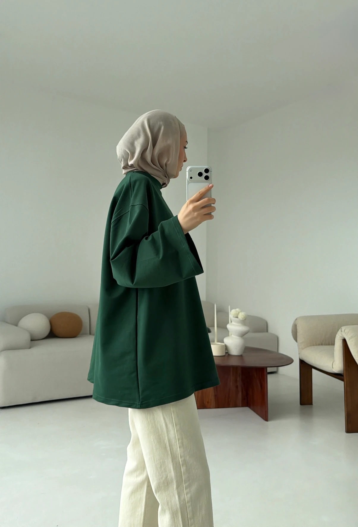 Basic İki İplik Sweat Zümrüt