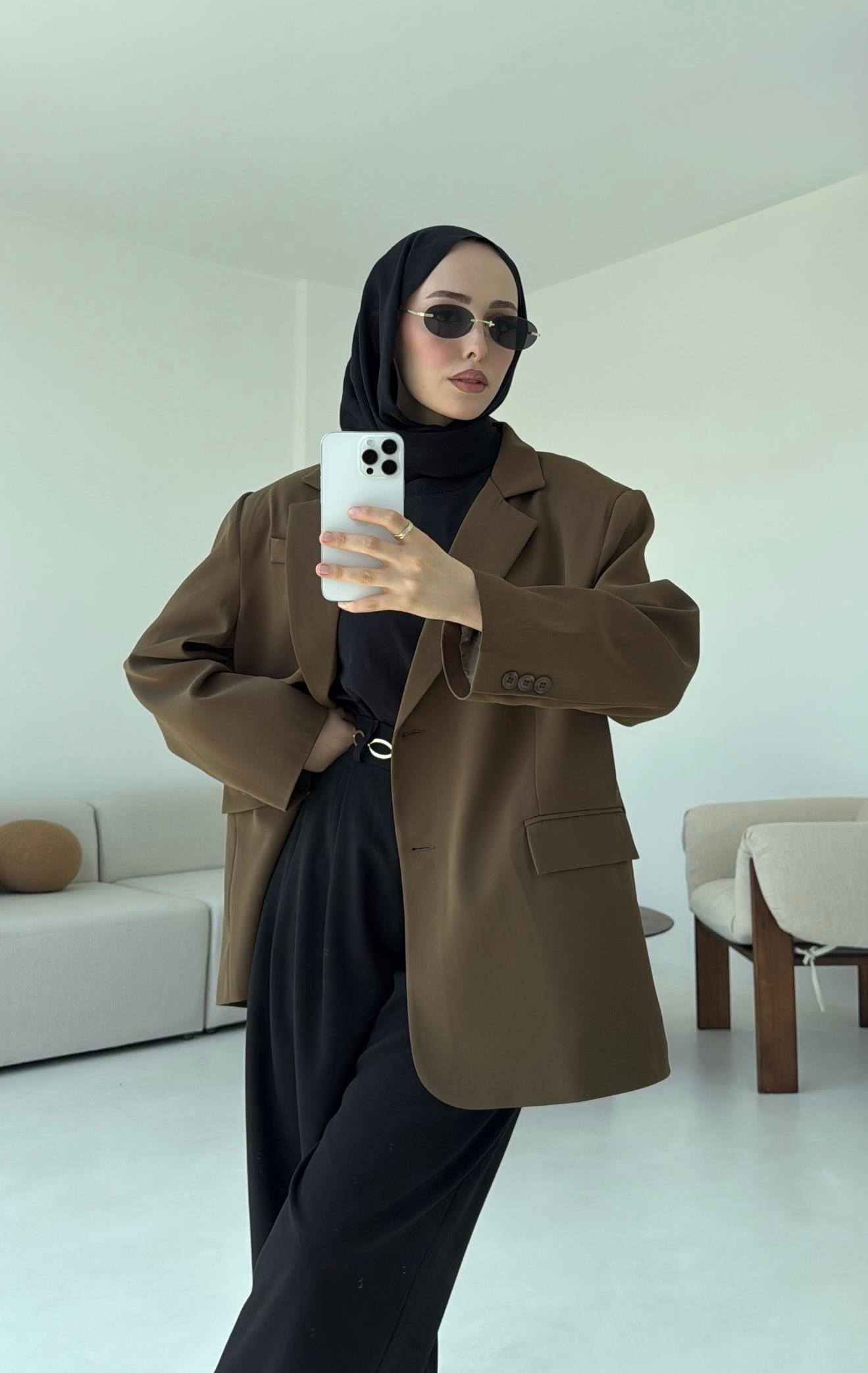 Çift Dügmeli Oversize Blazer Ceket