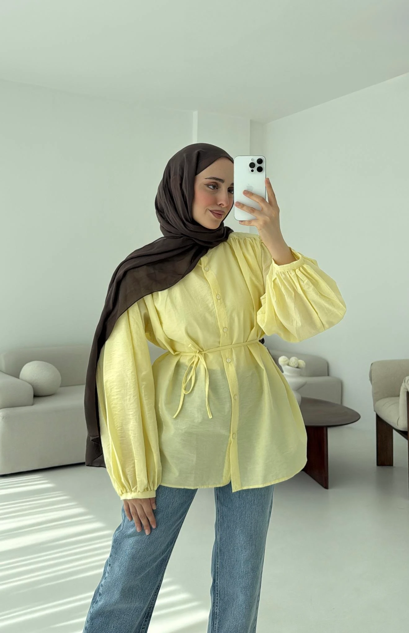 Risa Balon Kol Gömlek Sarı