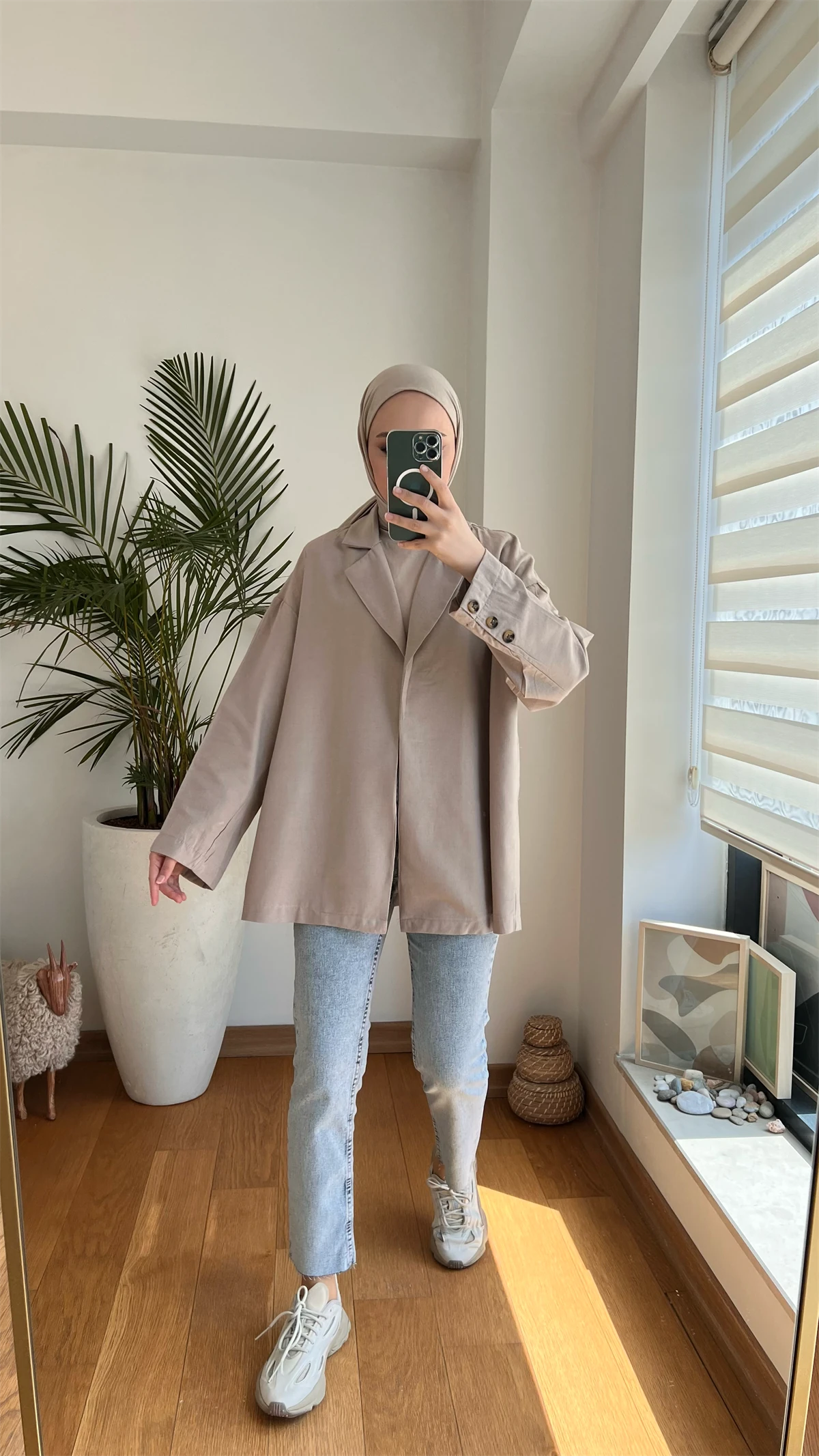 Kruvaze Yazlık Ceket Vizon