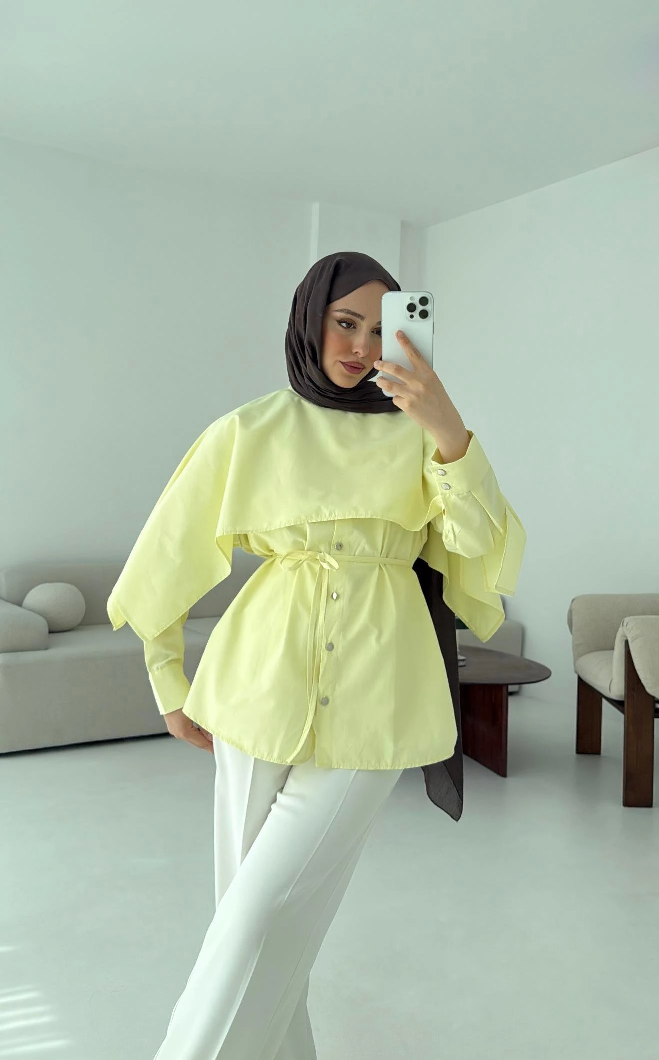 Seyyar Pelerinli Gömlek Sarı