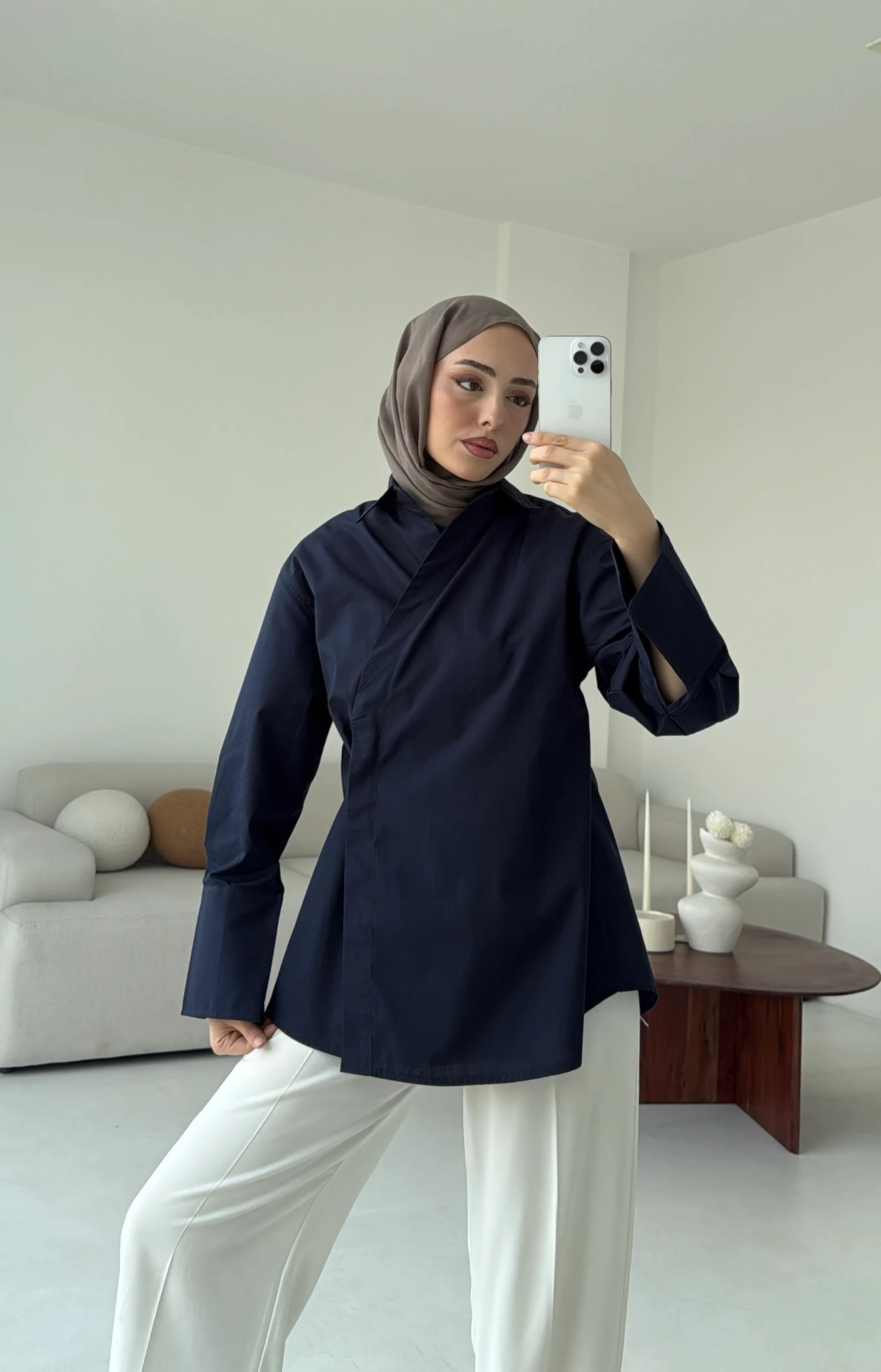 Yandan Düğmeli Gömlek Lacivert