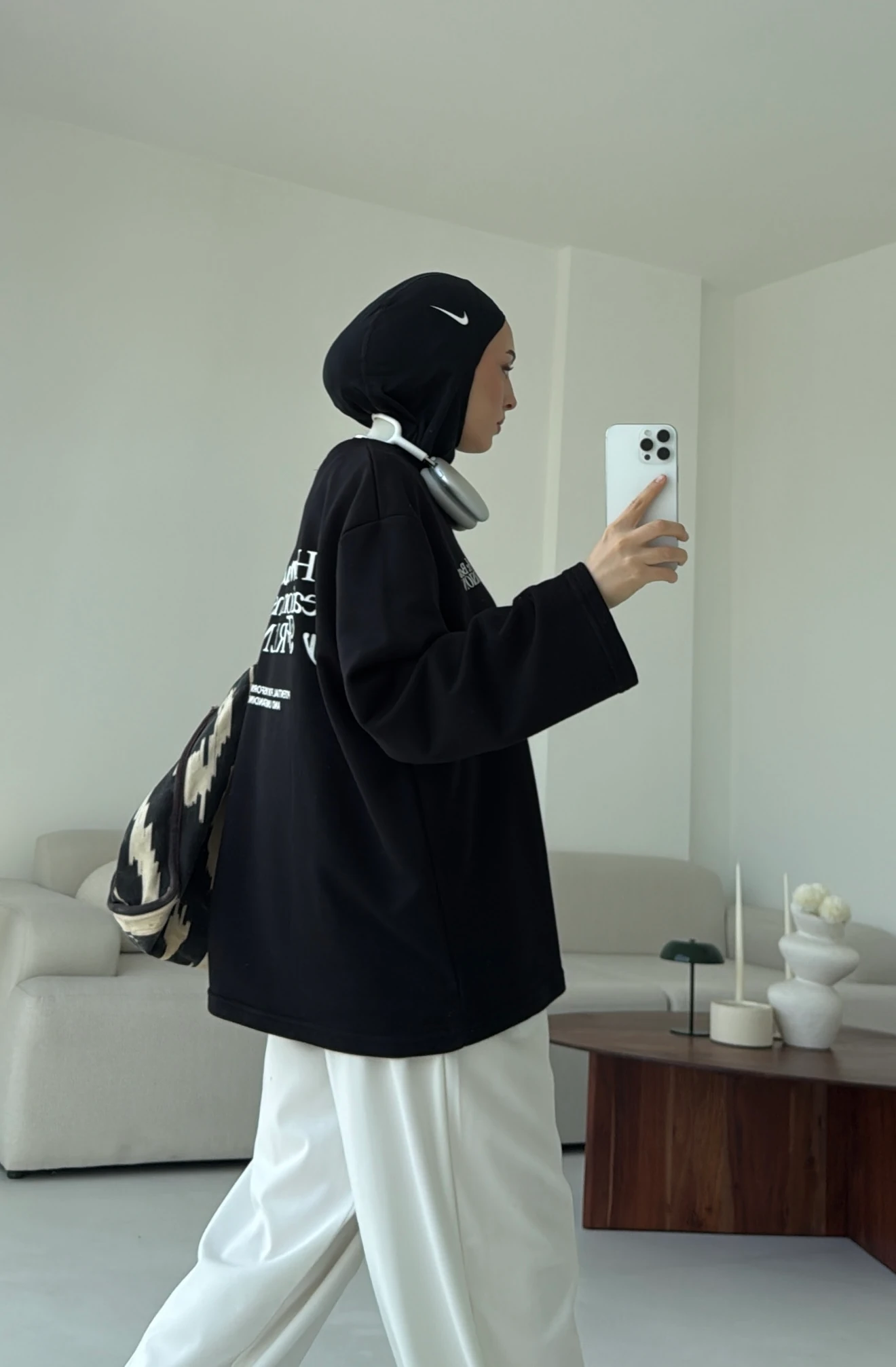 Version Baskılı Sweatshirt Siyah