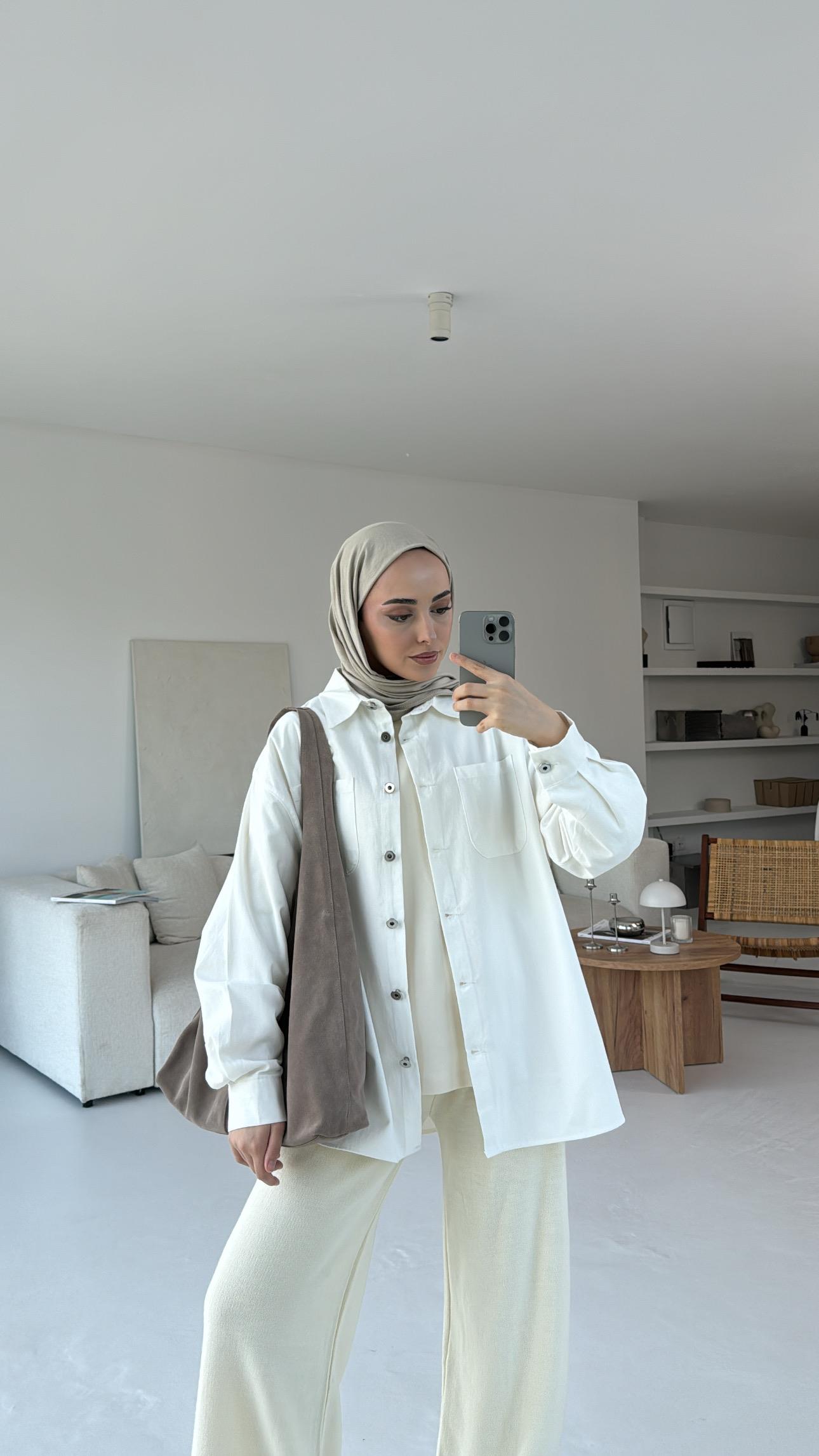 Apero Baskılı Gabardin Ceket Beyaz