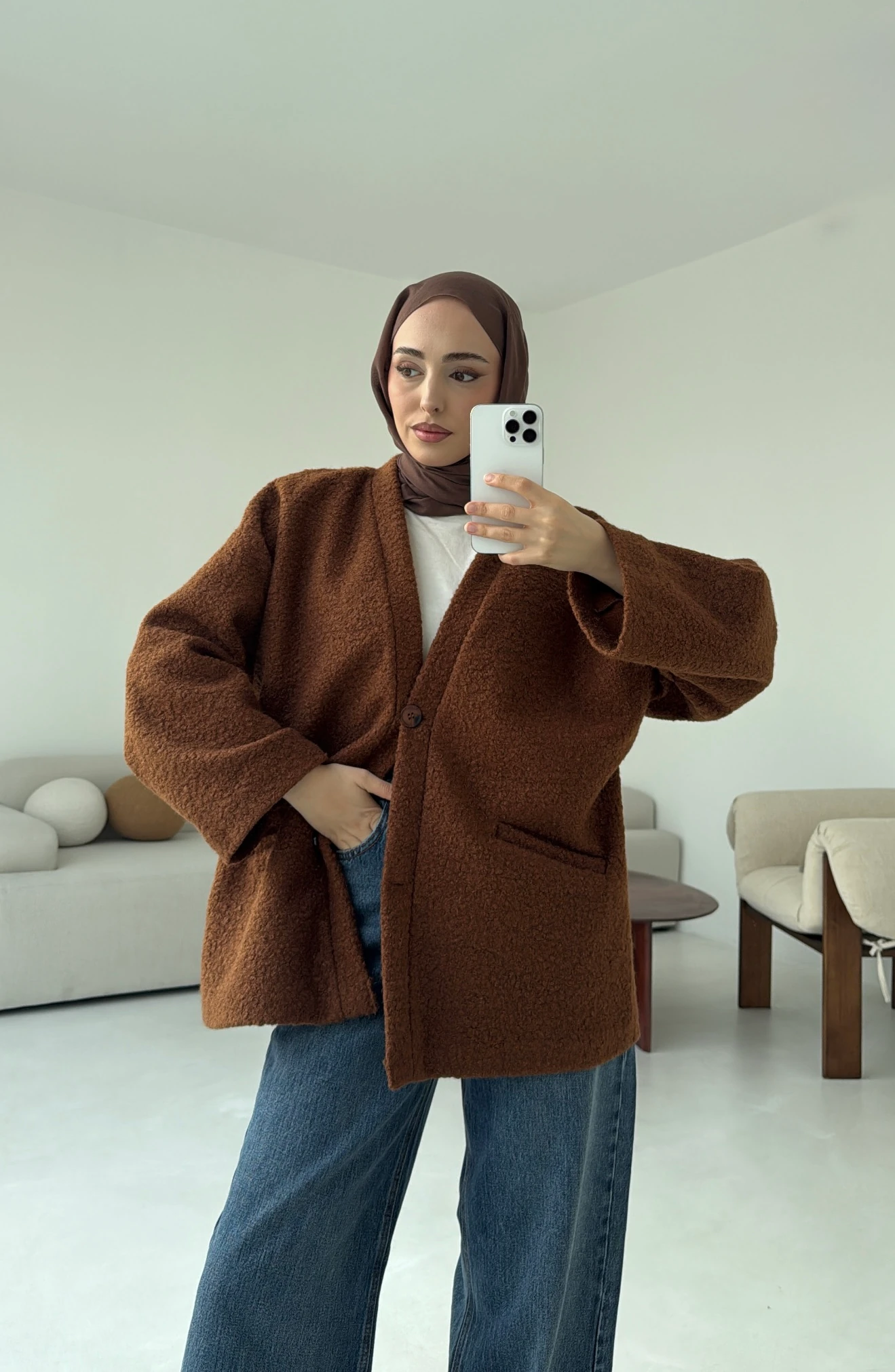 Kemerli Buklet Ceket Kiremit