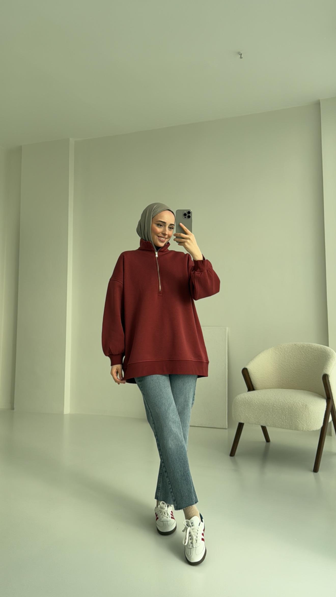 Yarım Zip Sweatshirt