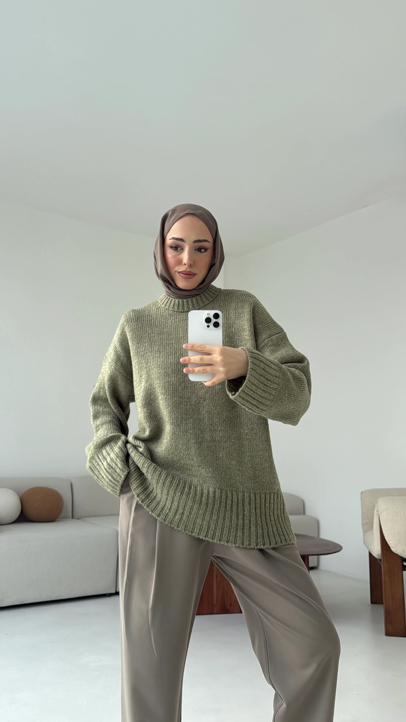 Oversize Soft Triko Kazak Soft Yeşil