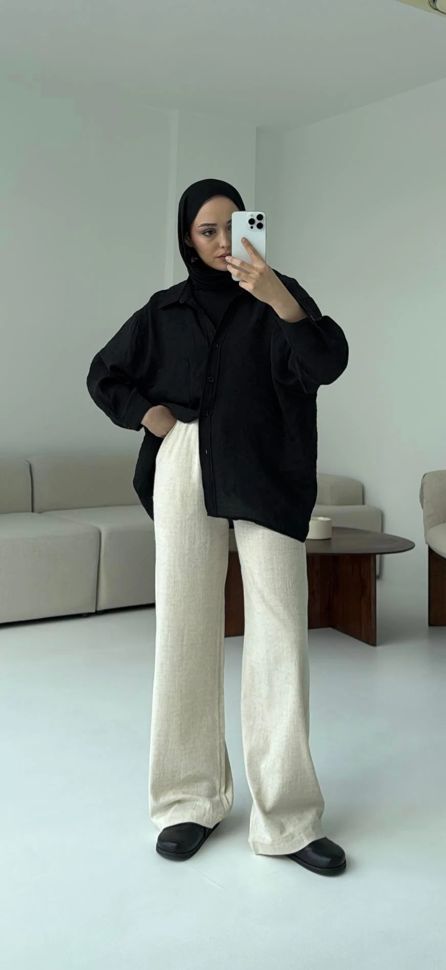 Düşük Omuz Oversize Gömlek Siyah