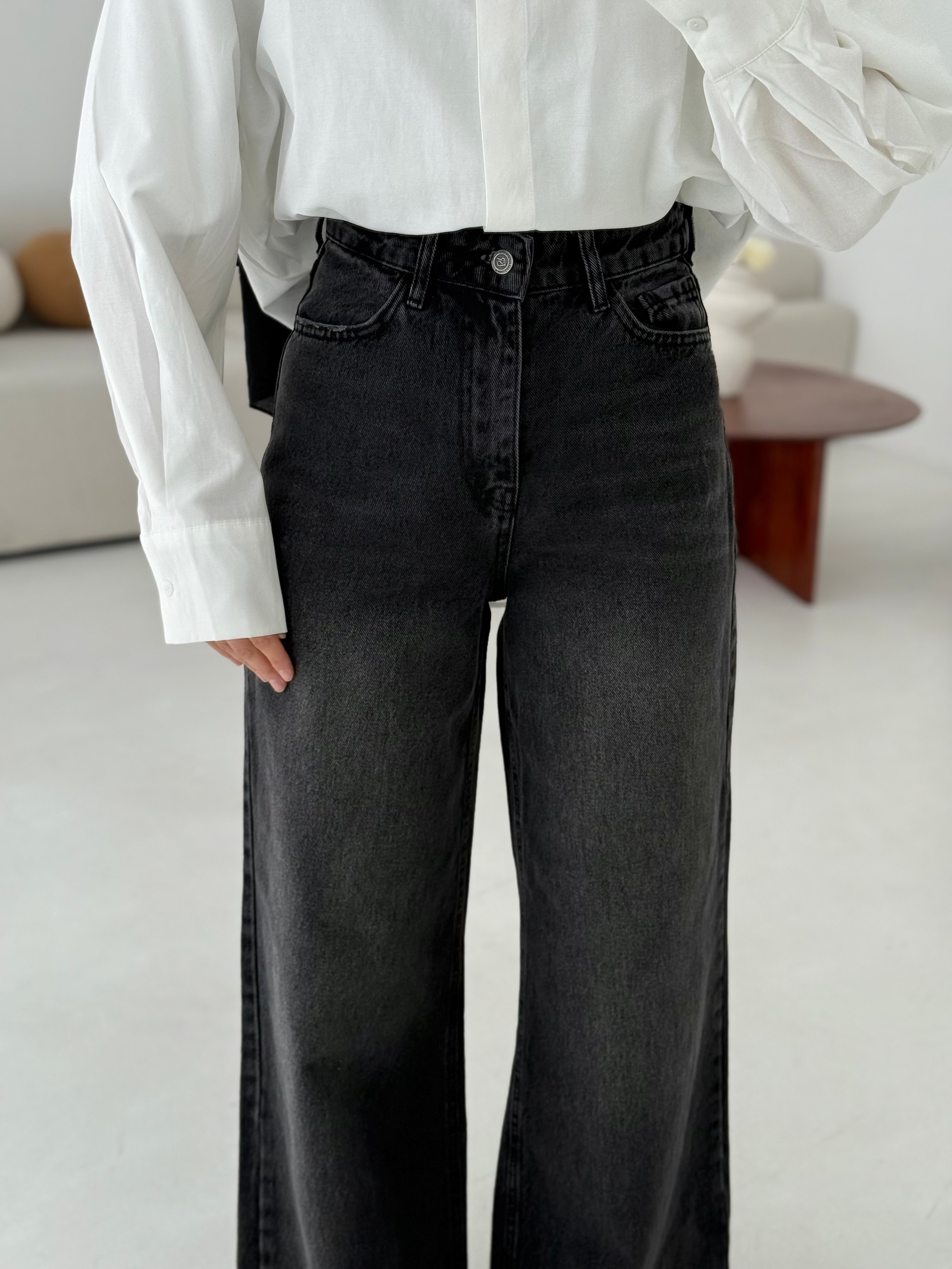 Wide Leg Yıkamalı AntarsitPantolon