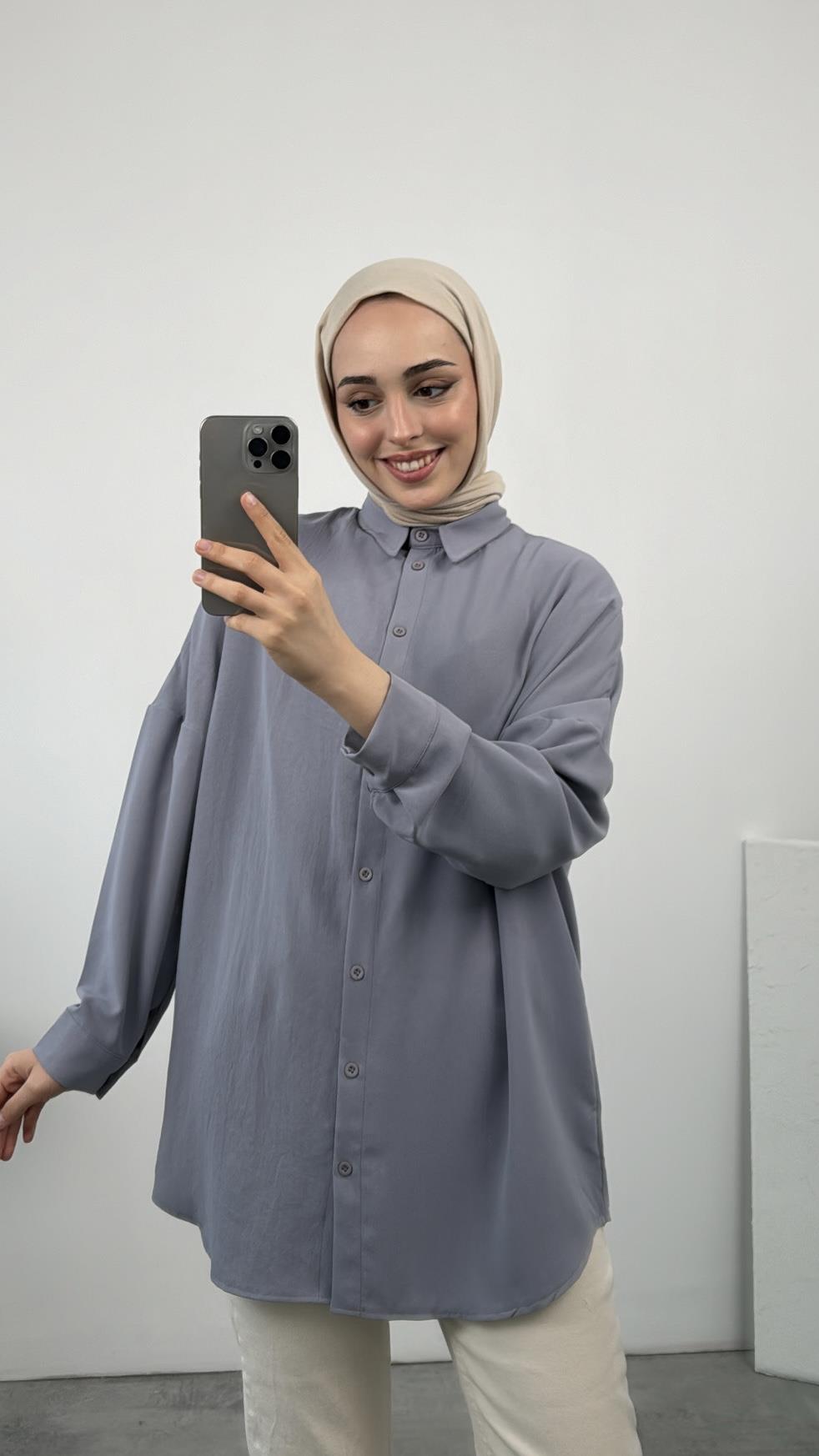 Krep Oversize Gömlek