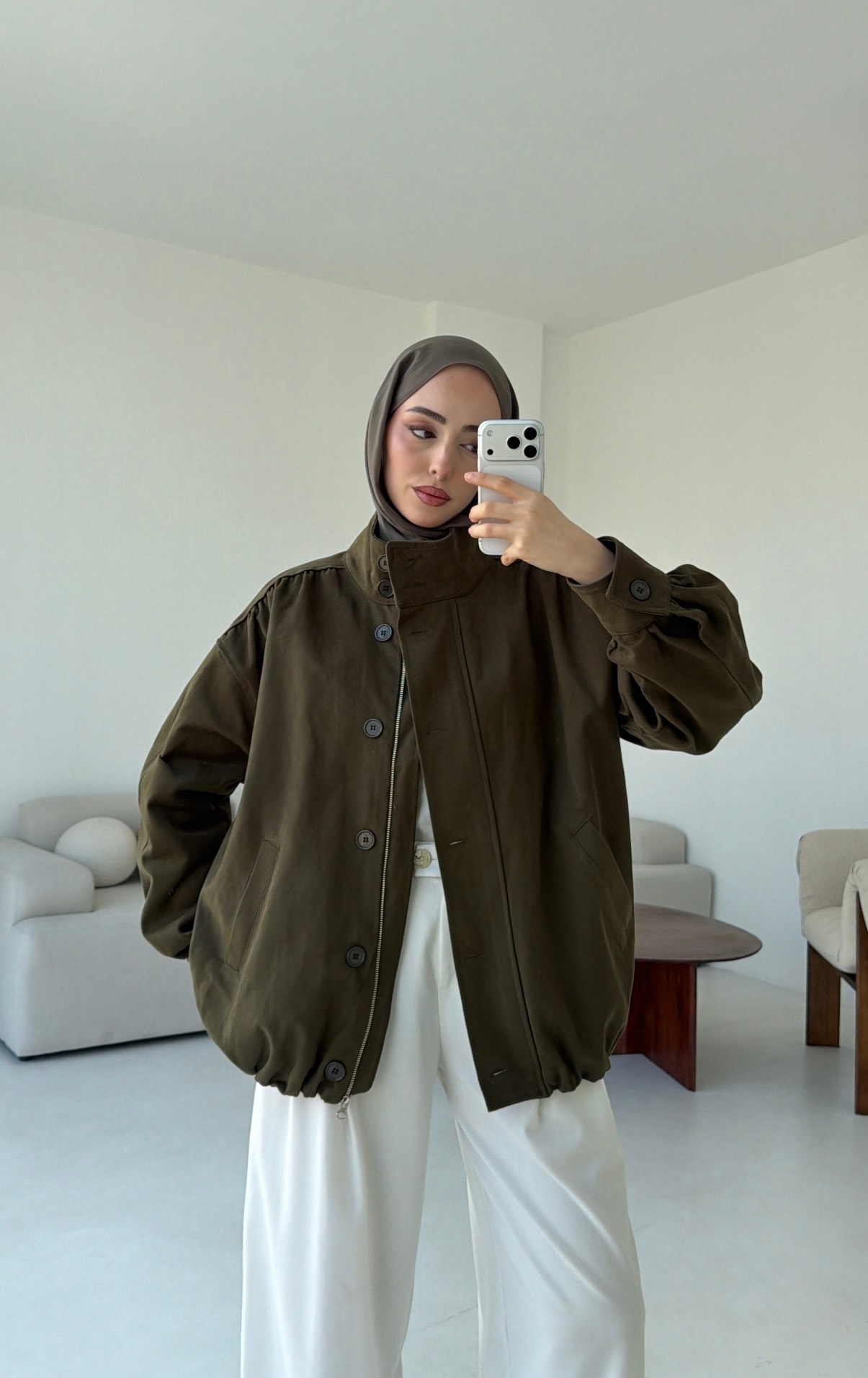 Bomber Gabardin Ceket Haki