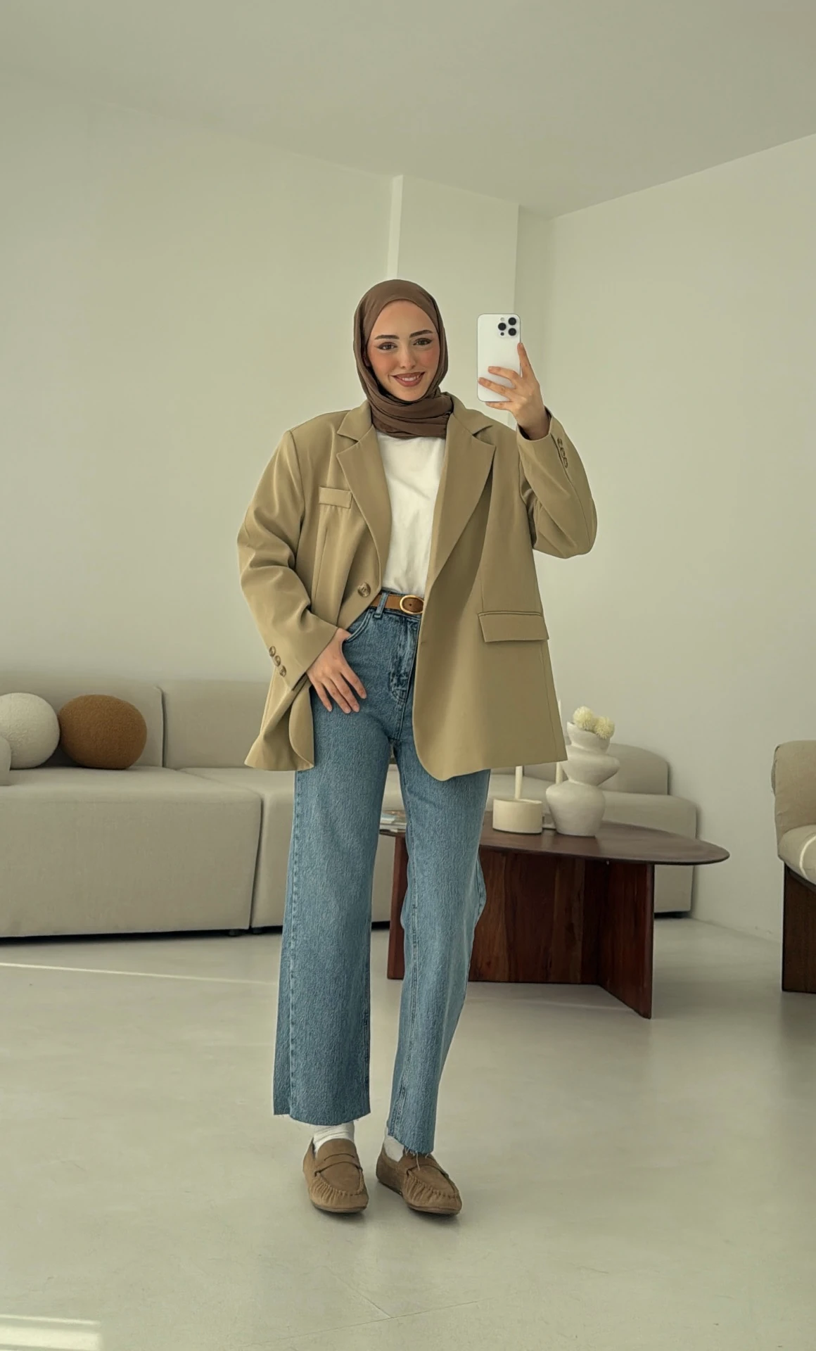 Çift Dügmeli Oversize Blazer Ceket Olive