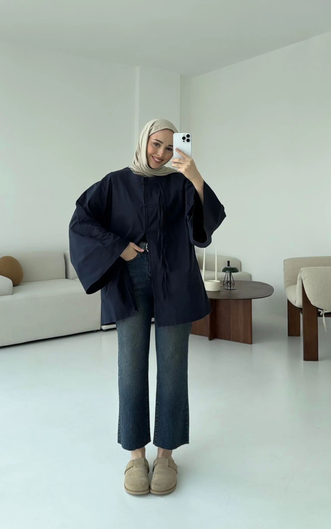 Geniş Kol Kimono Lacivert