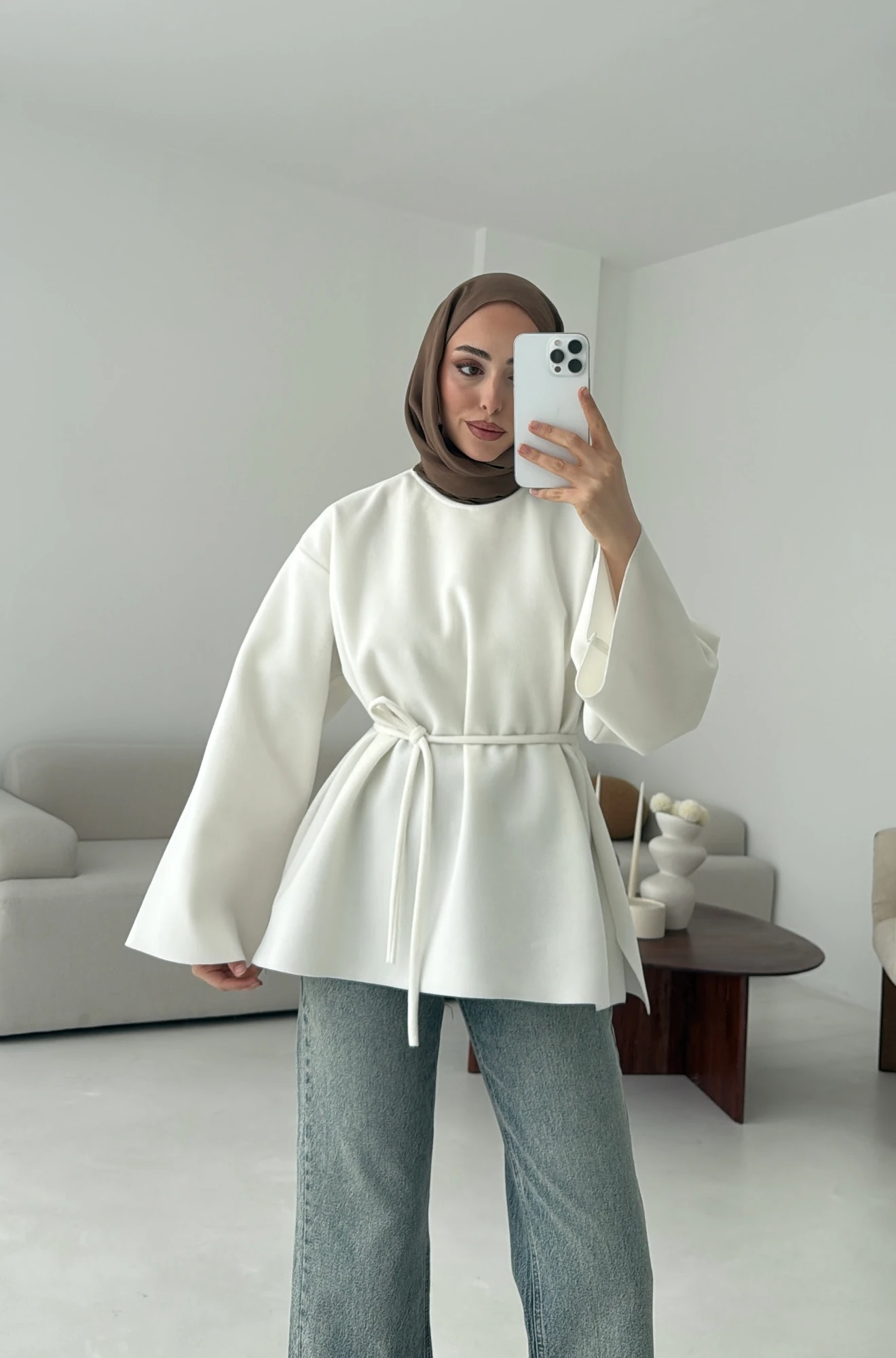 Tok Kumaş Bluz Beyaz