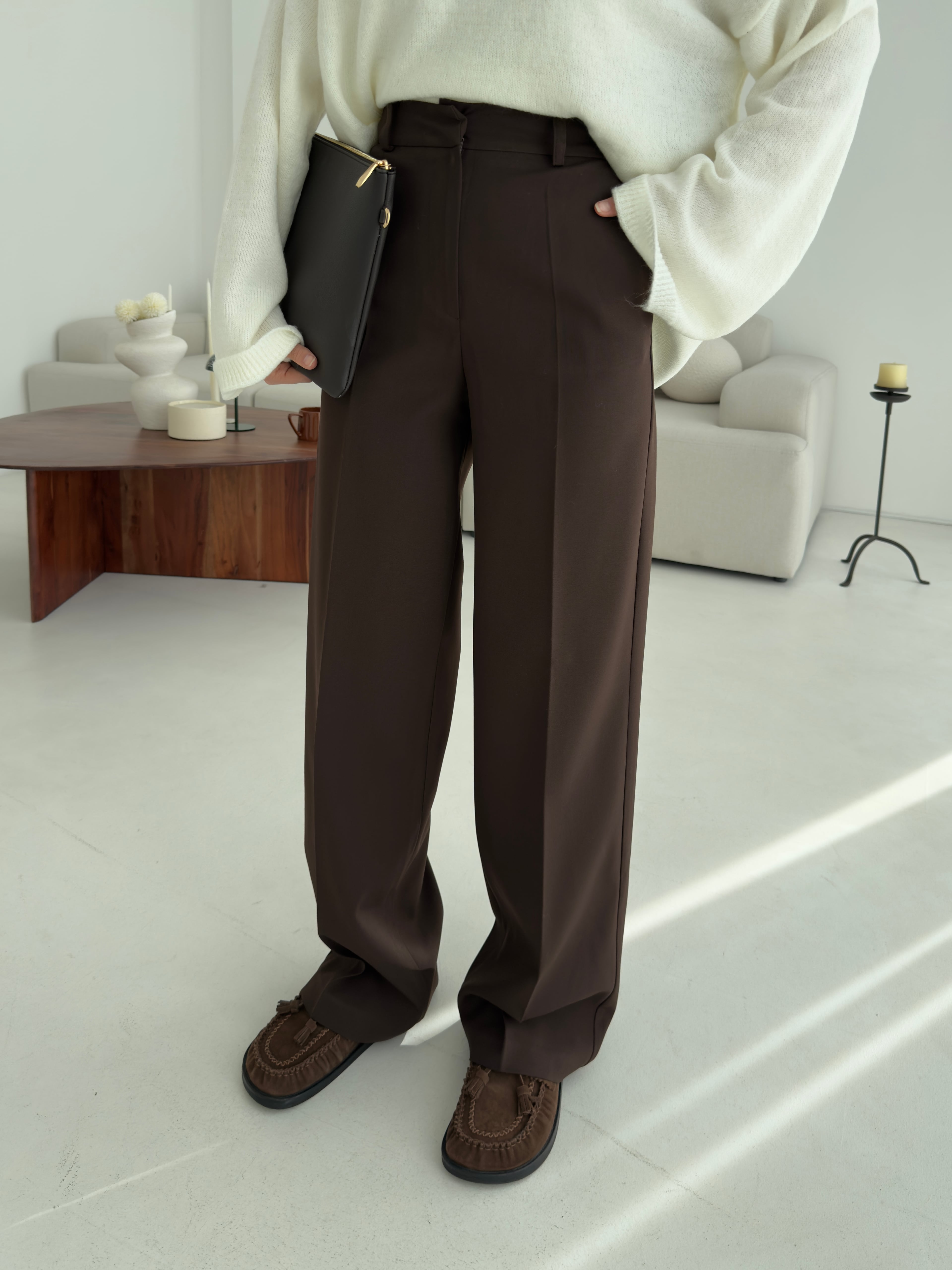 Klasik Tam Boy Pantolon Kahve