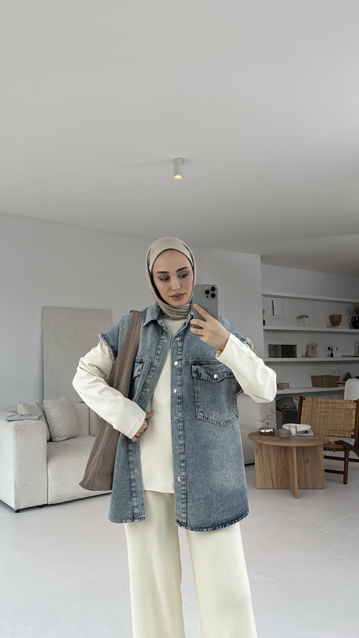 Oversize Denim Yelek