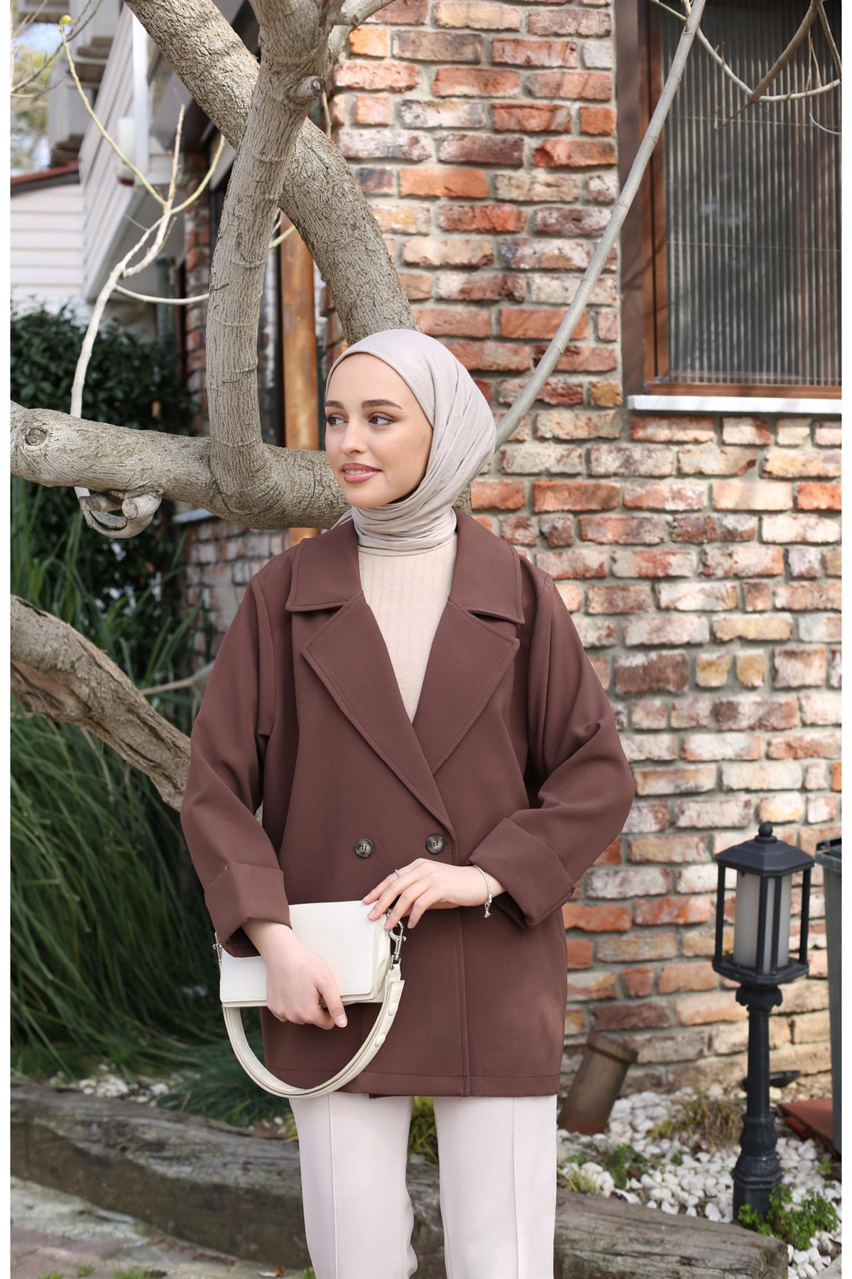 Oversize Ceket Kahve Yazlık