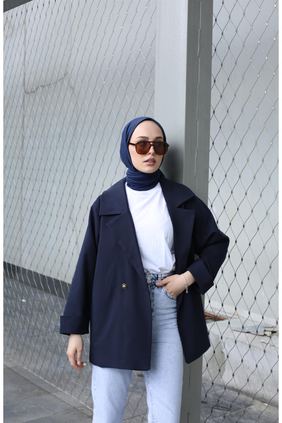 Double Kol Blazer Ceket Lacivert
